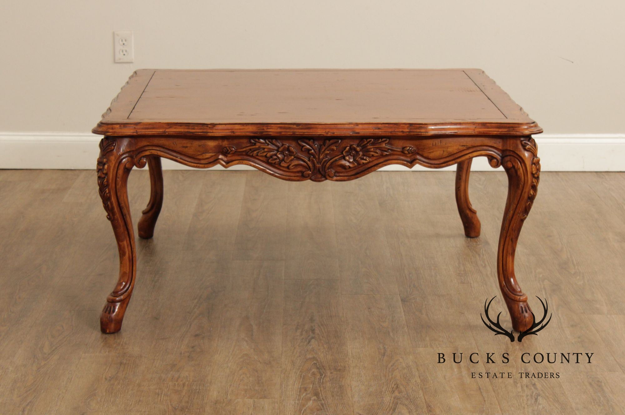 French Country Style  Square Carved Coffee Table