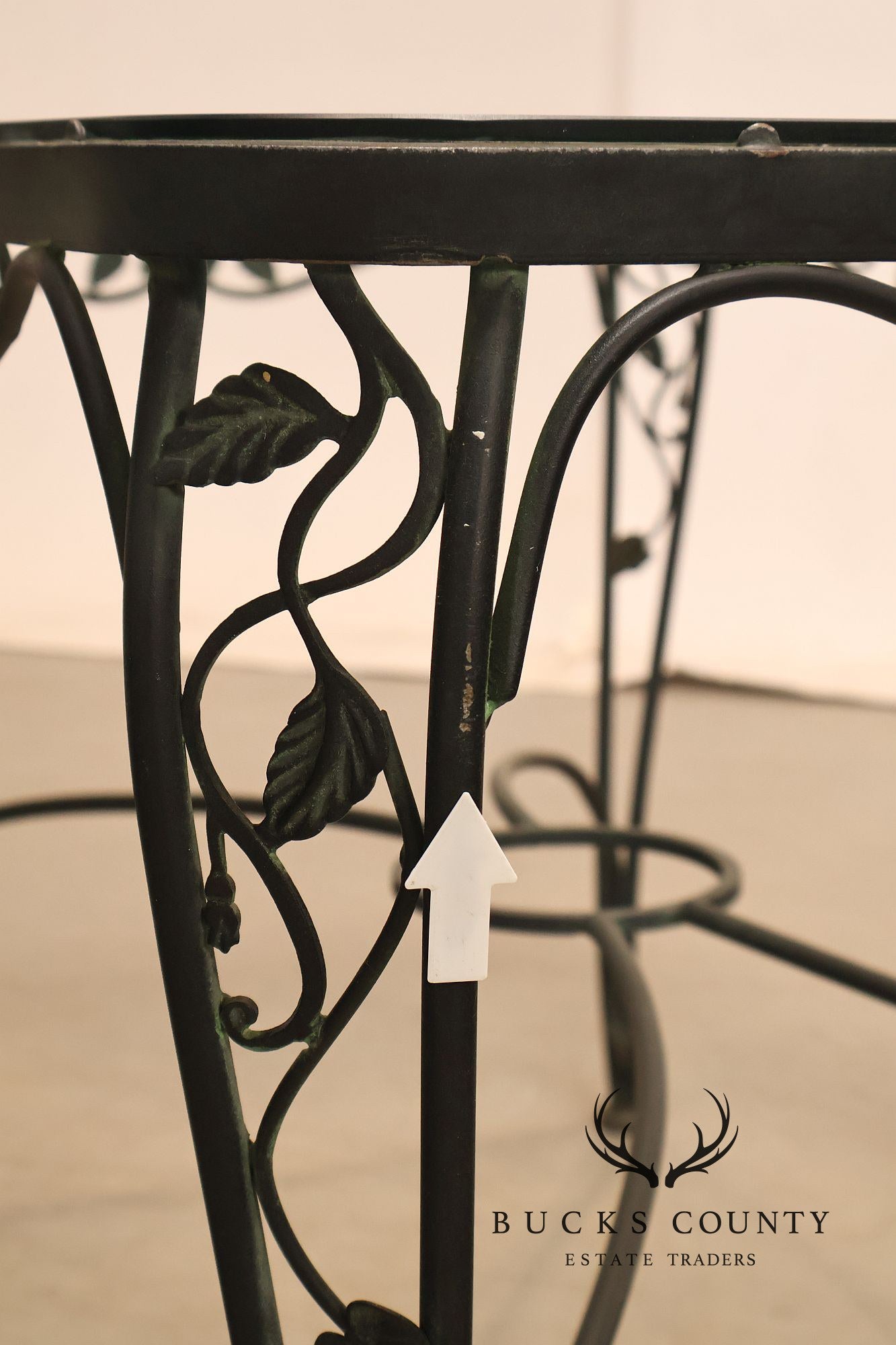 Vintage Glass Top Wrought Iron Patio Table