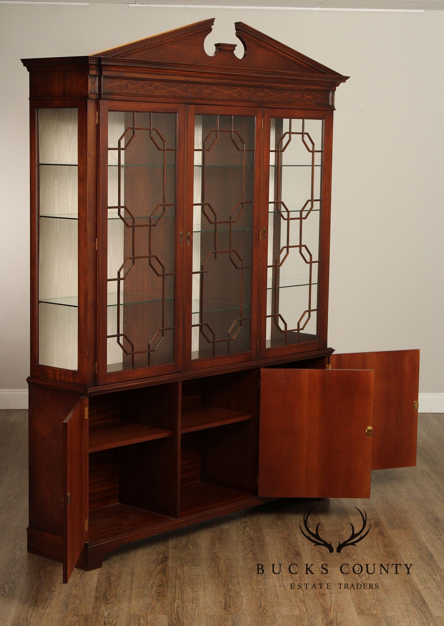 Georgian Style English Mahogany Bookcase or China Display Cabinet