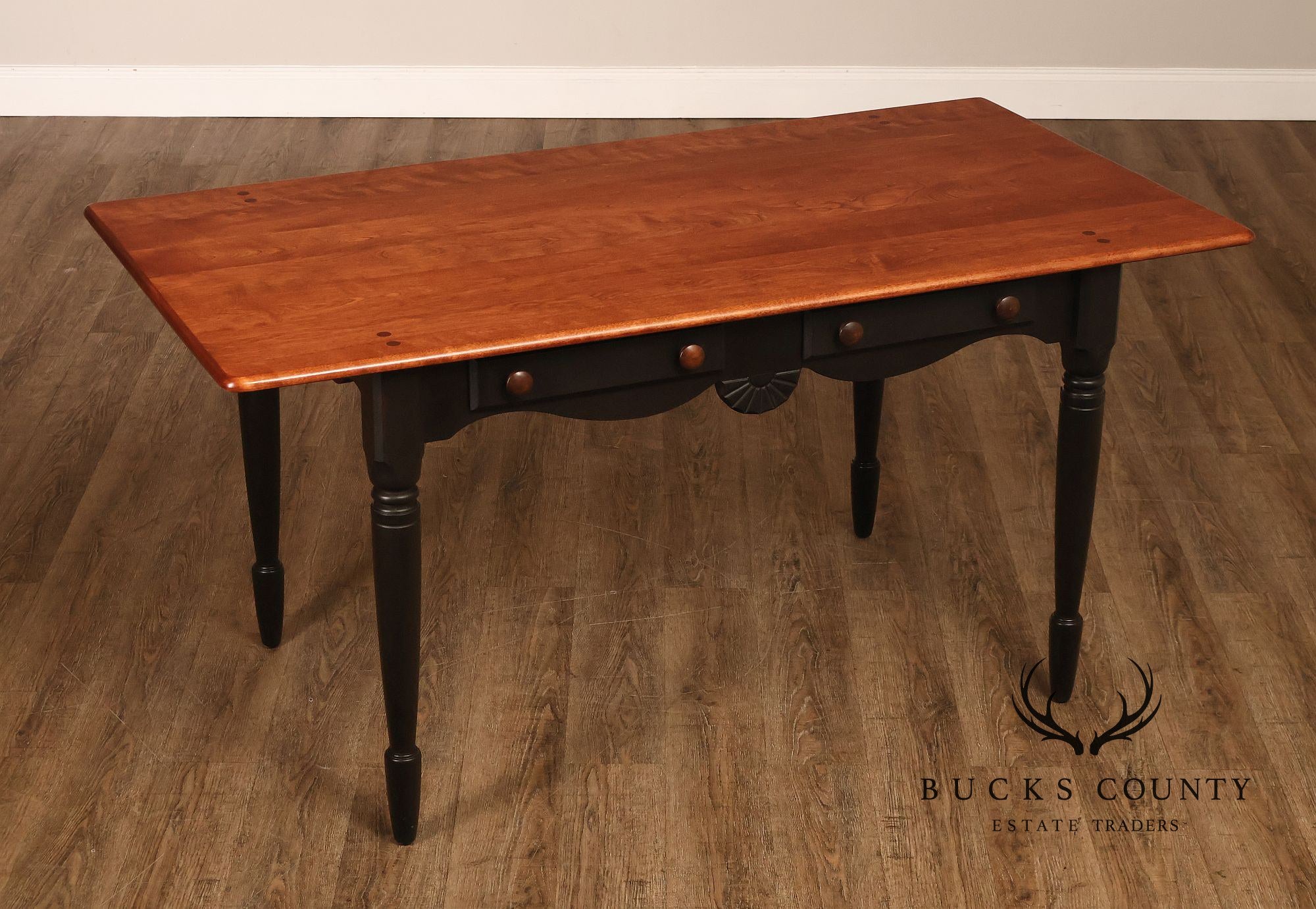 Nichols & Stone Maple Farmhouse Style Two Drawer Dining Table Or Desk