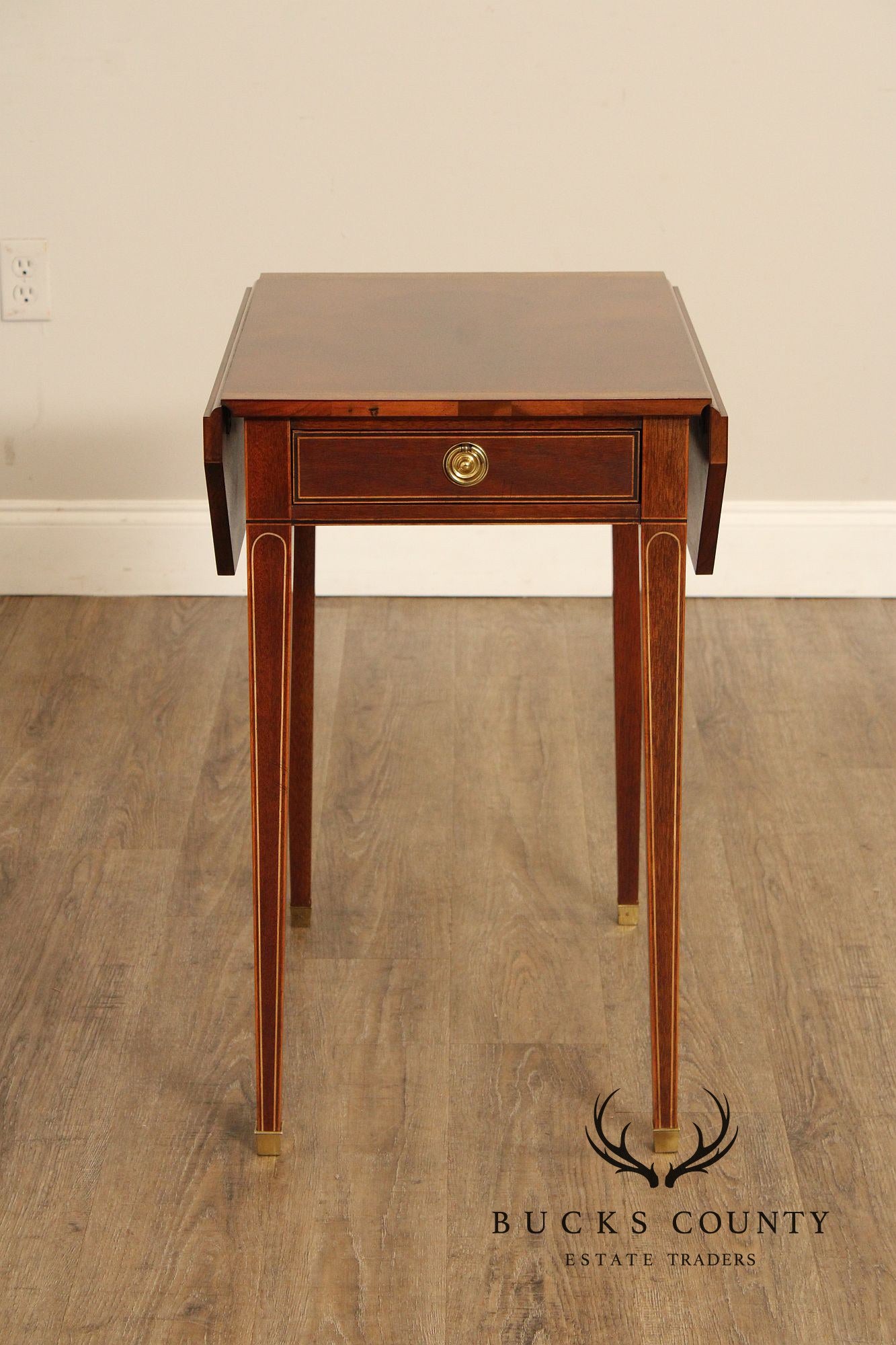 Baker Federal Style Inlaid Mahogany Drop-Leaf Pembroke Table