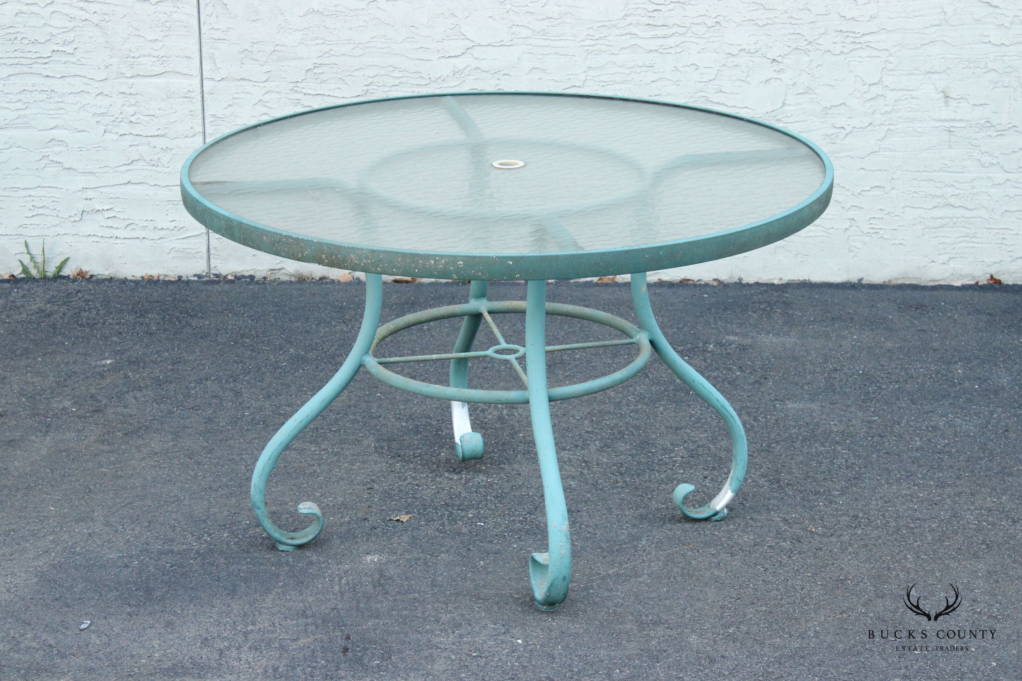 Woodard Round Glass Top Outdoor Patio Dining Table