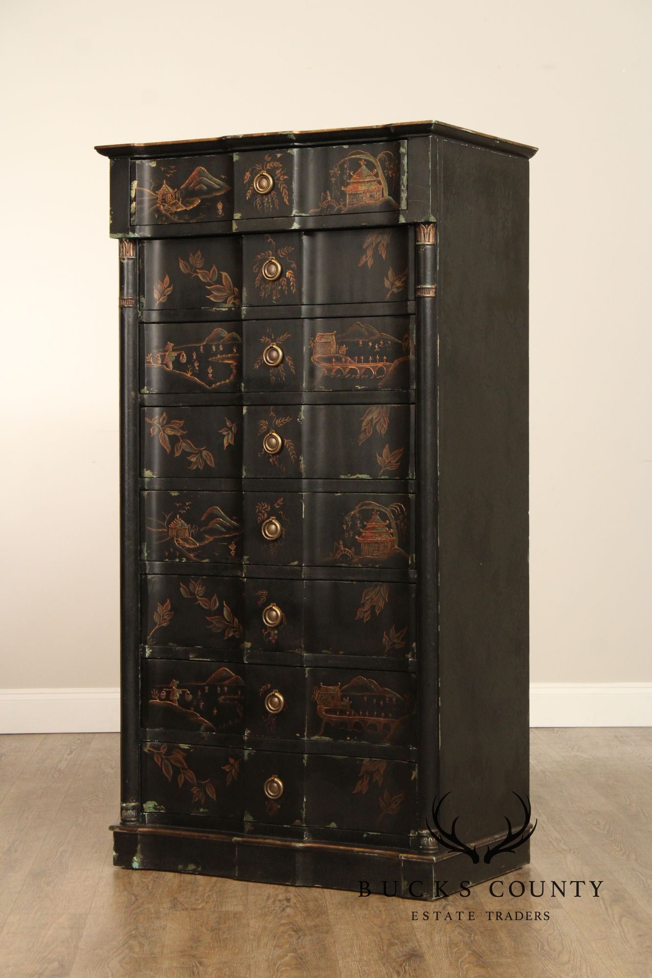 Chinoiserie Paint Decorated Tall Chest