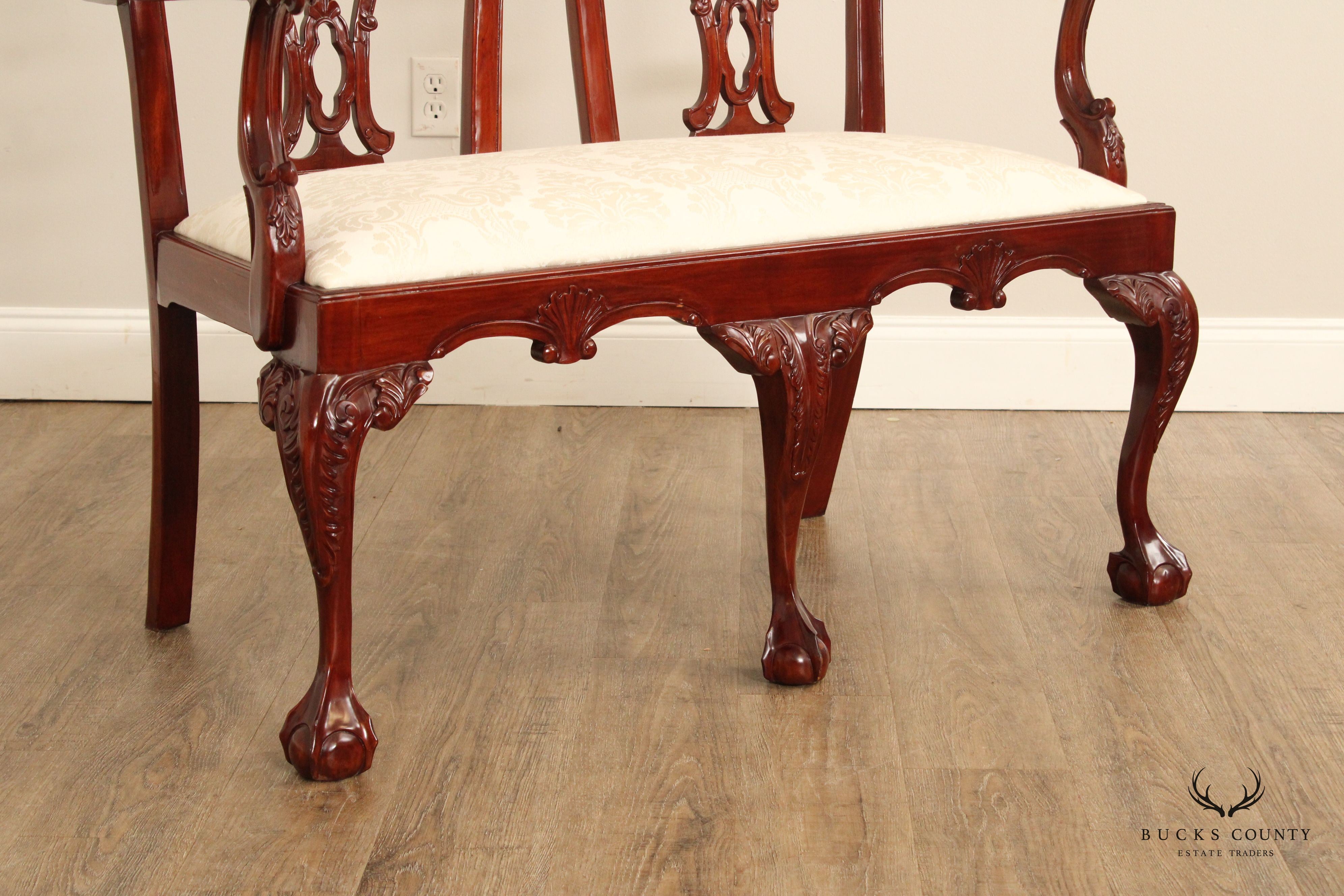 Georgian Style Carved Mahogany Double Bench