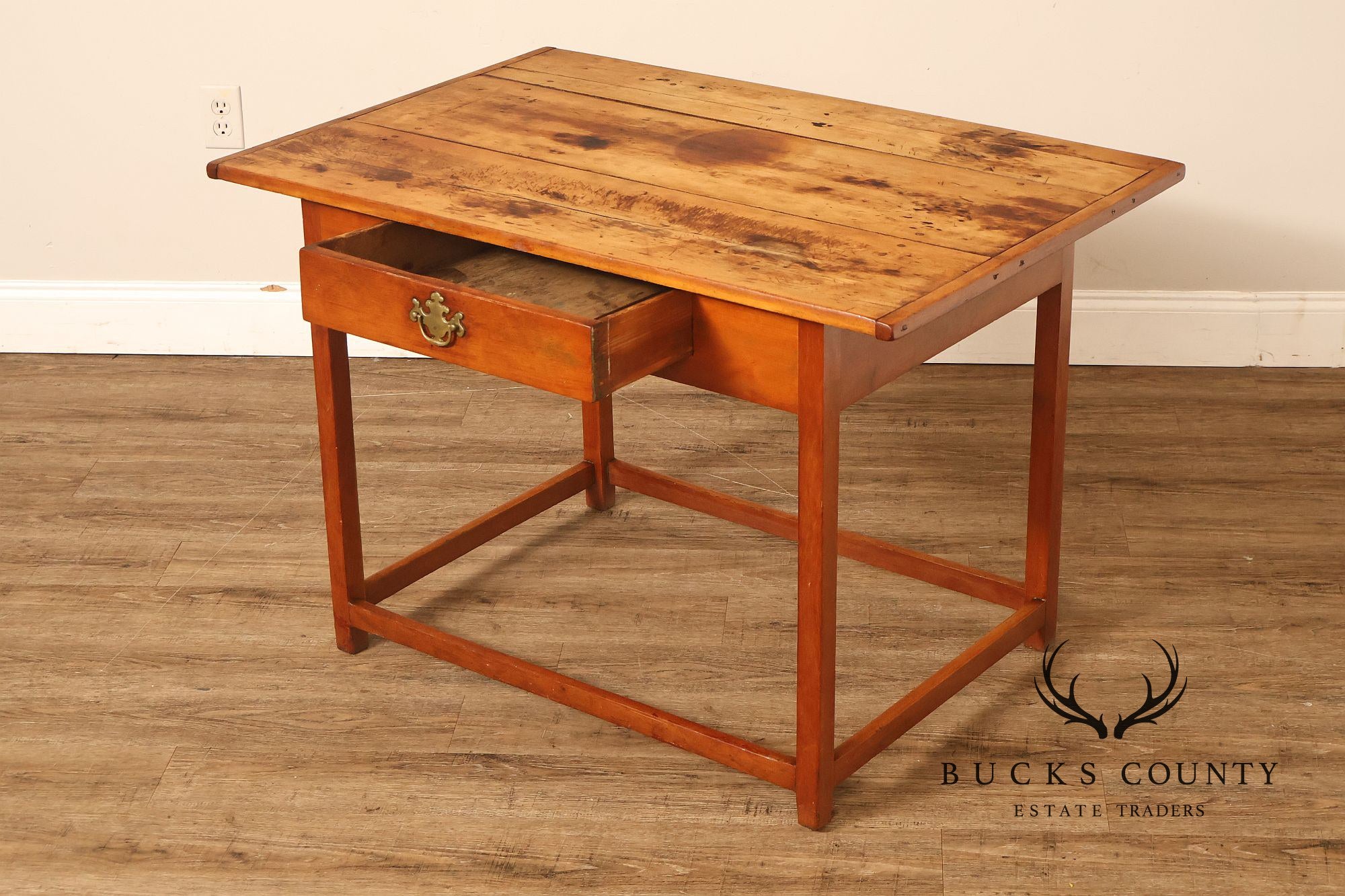 Antique Early American Plank Top Tavern Table