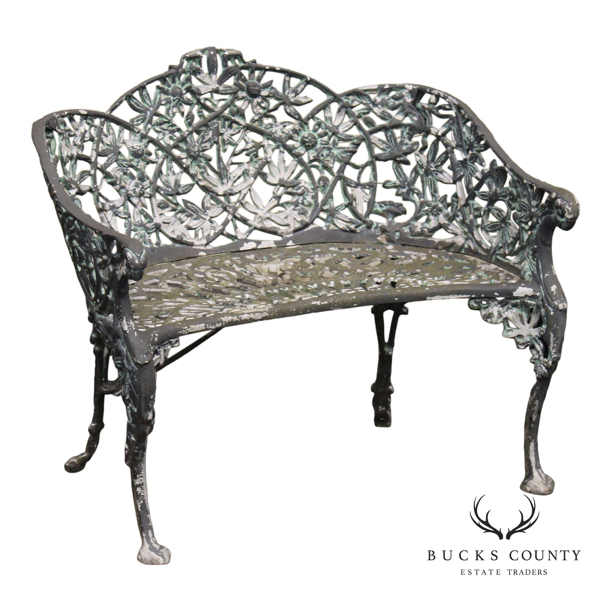Coalbrookdale Style Vintage Cast Aluminum Garden Settee