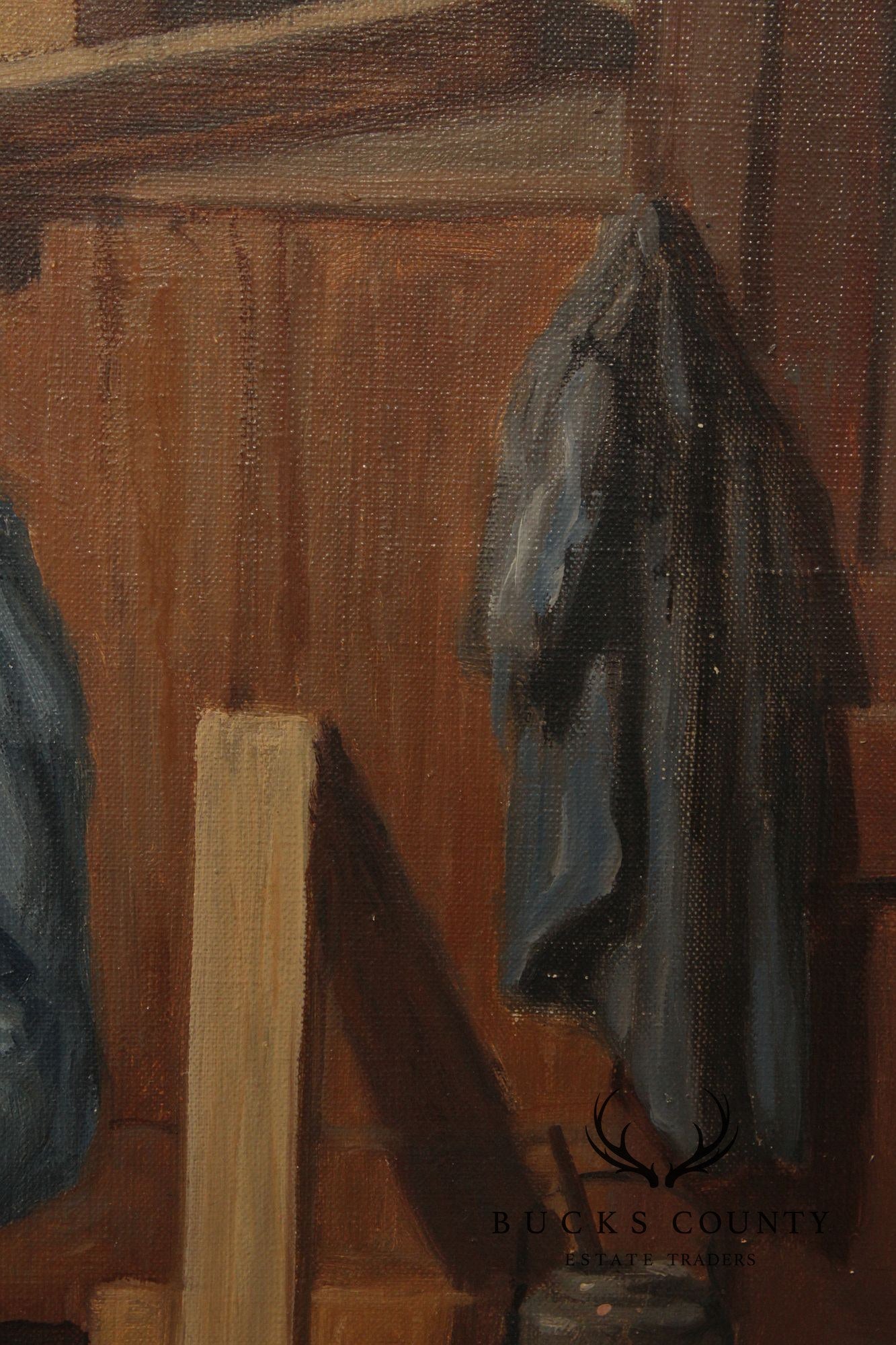 Genre Style Signed Oil Painting, The Carpenter