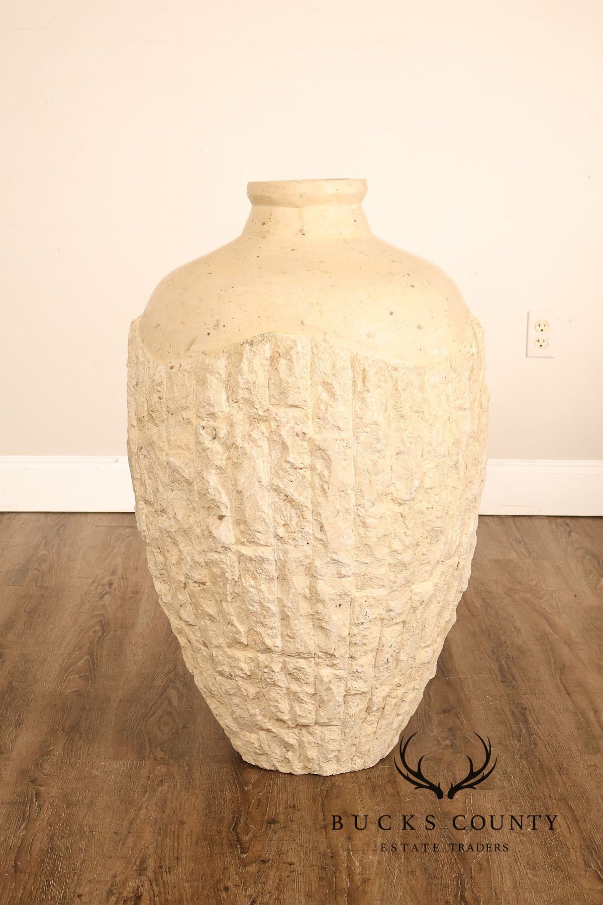 Pair Of Mactan Coral Limestone Tessellated Carved Stone Urns