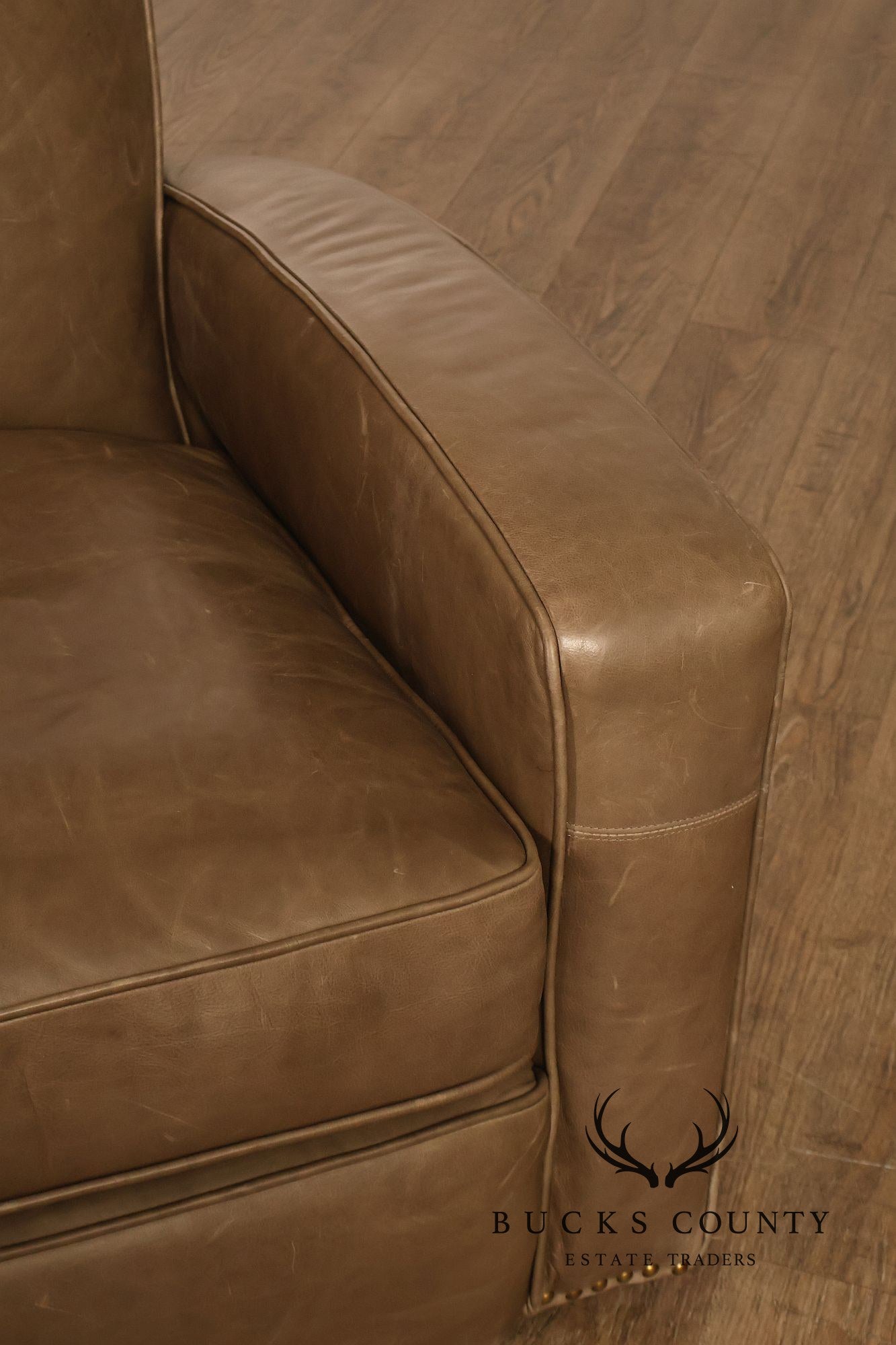 Restoration Hardware Pair Of Leather Swivel Club Chairs
