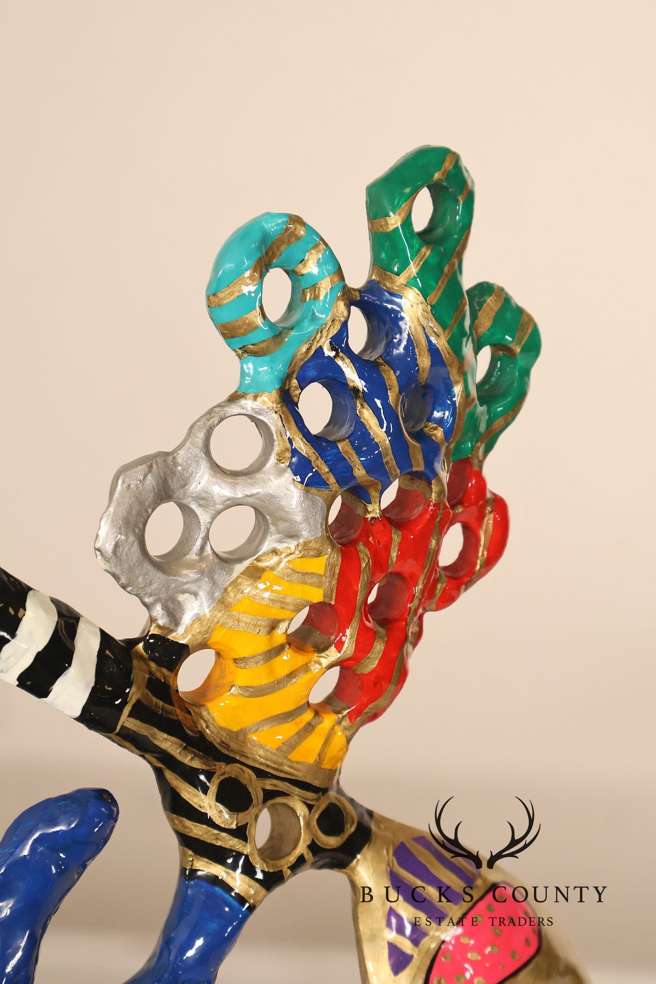 Dorit Levinstein Colorful Modern Mixed Media Sculpture On Lucite Base