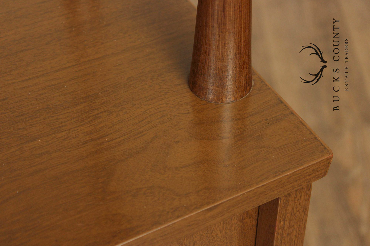 Mid Century Modern Walnut Room Divider Étagère With Brass Accents