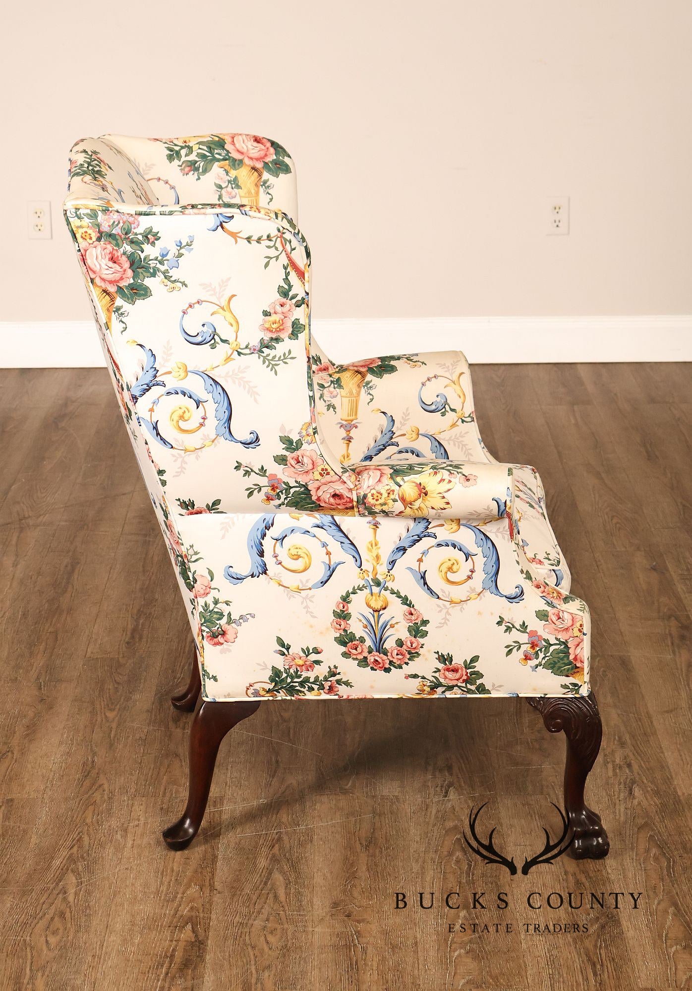 Georgian Style Upholstered Wing Chair