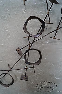 Mid Century Modern Geometric Iron Wall Sculpture (manner of Curtis Jere)