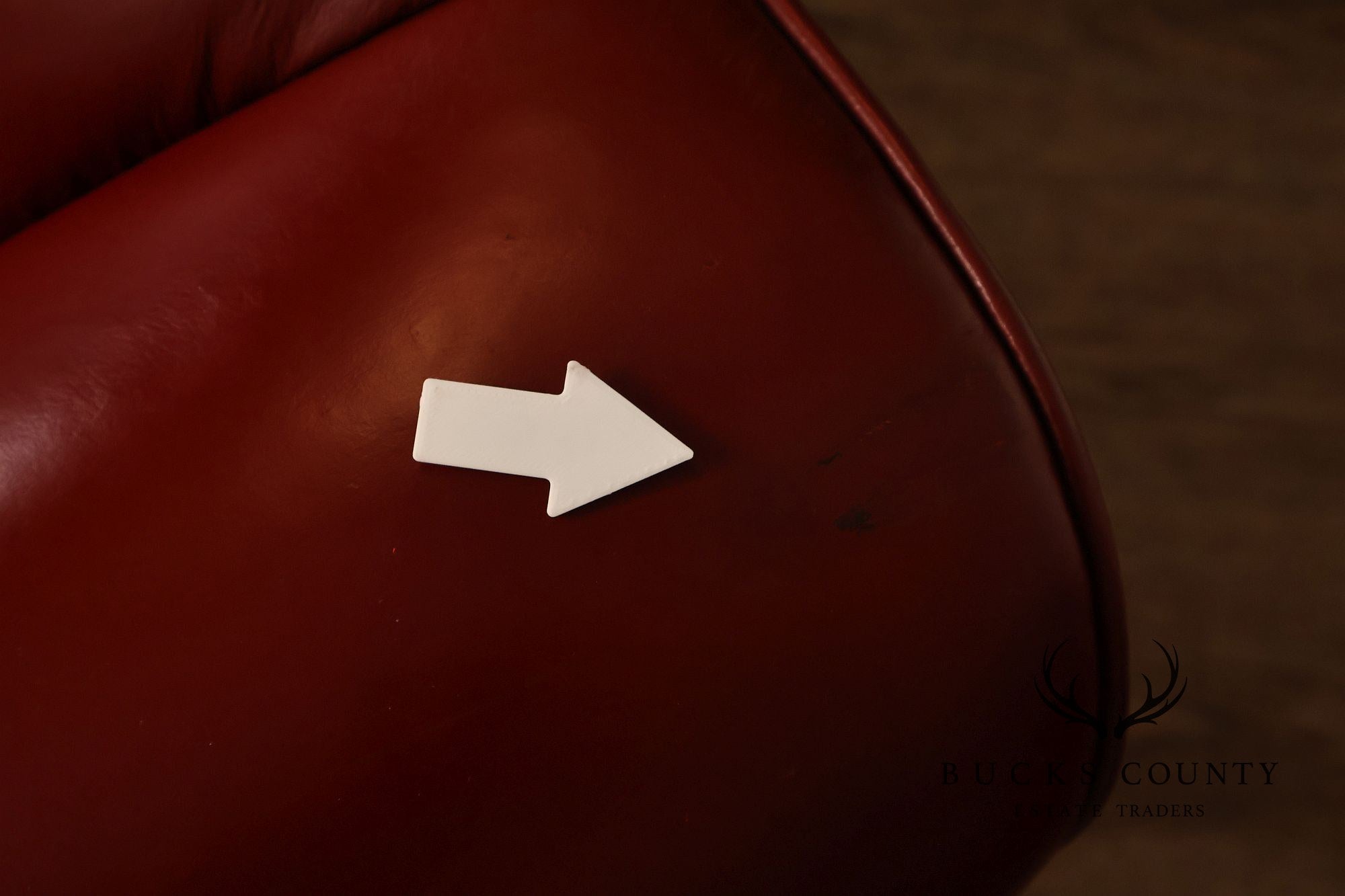 Kindel Vintage Camelback Back Leather Three Cushion Sofa