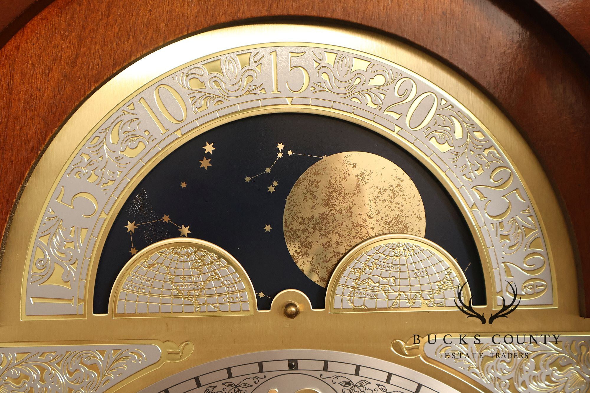 Sligh Mahogany Grandfather Clock With Triple Chime Moon Phase Dial