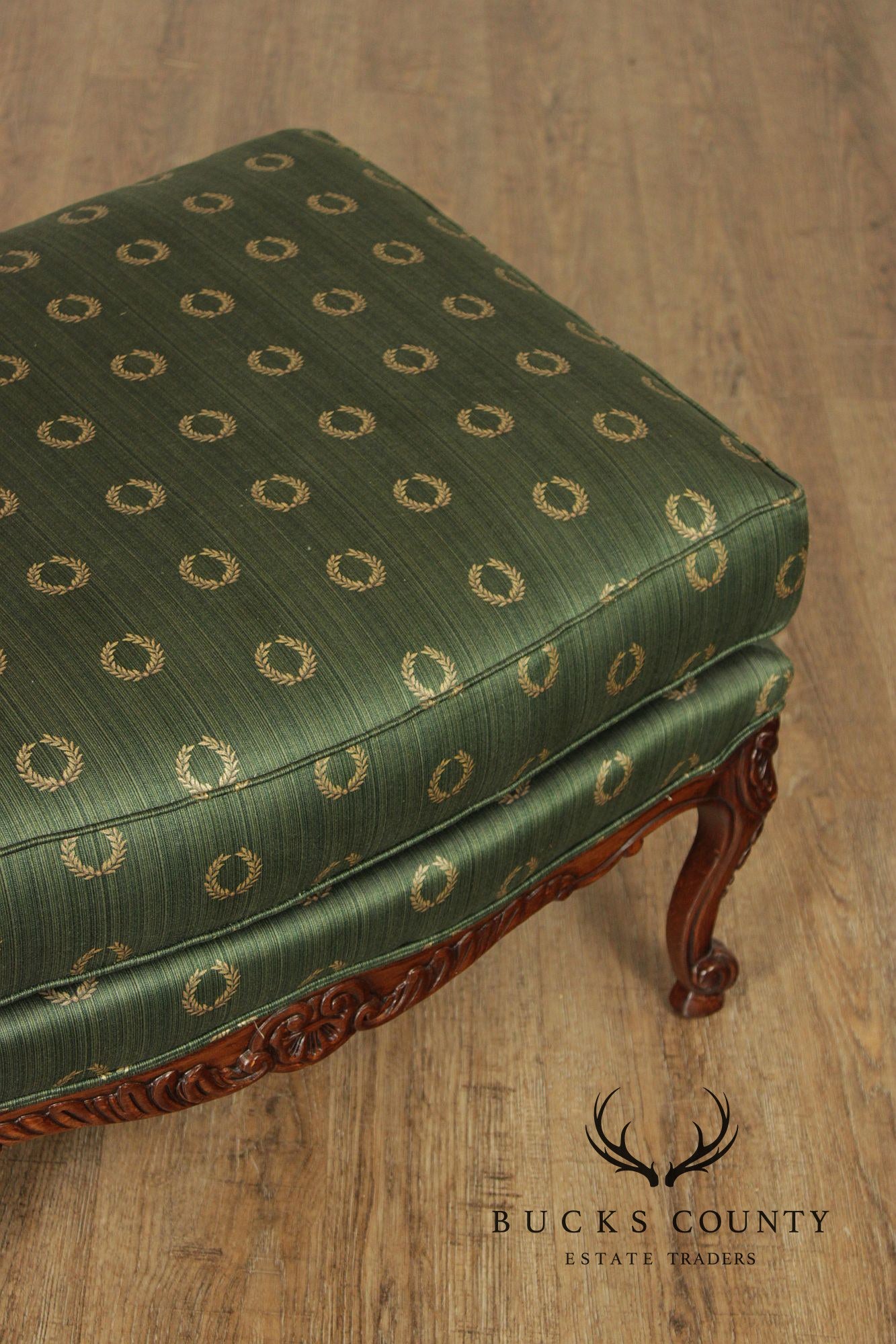 Sherrill Furniture Rococo Style Carved Ottoman