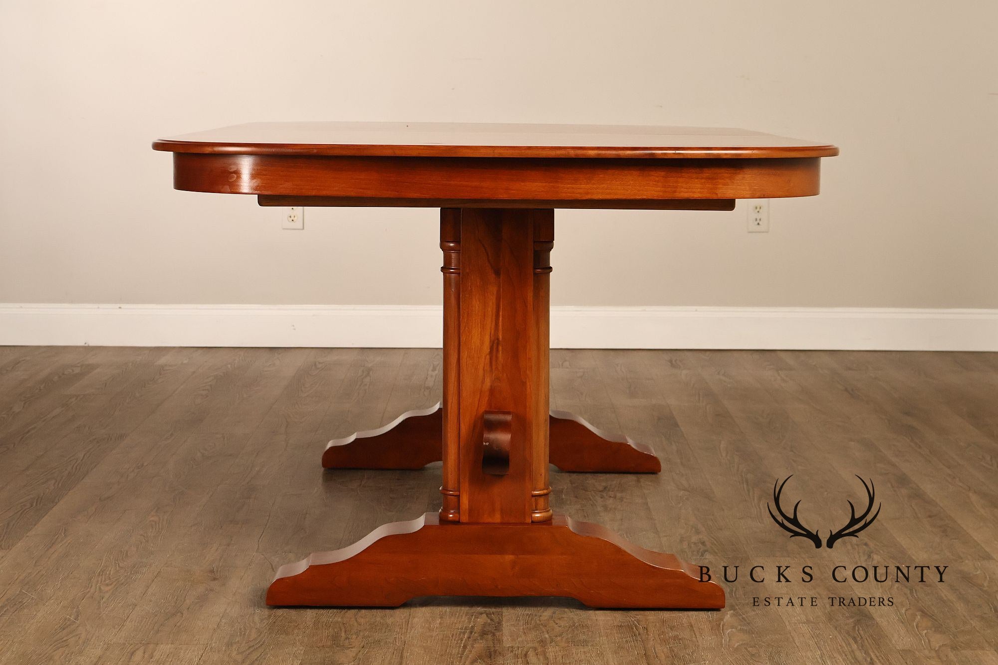 Richardson Brothers Solid Cherry Trestle Dining Table With Four Leaves