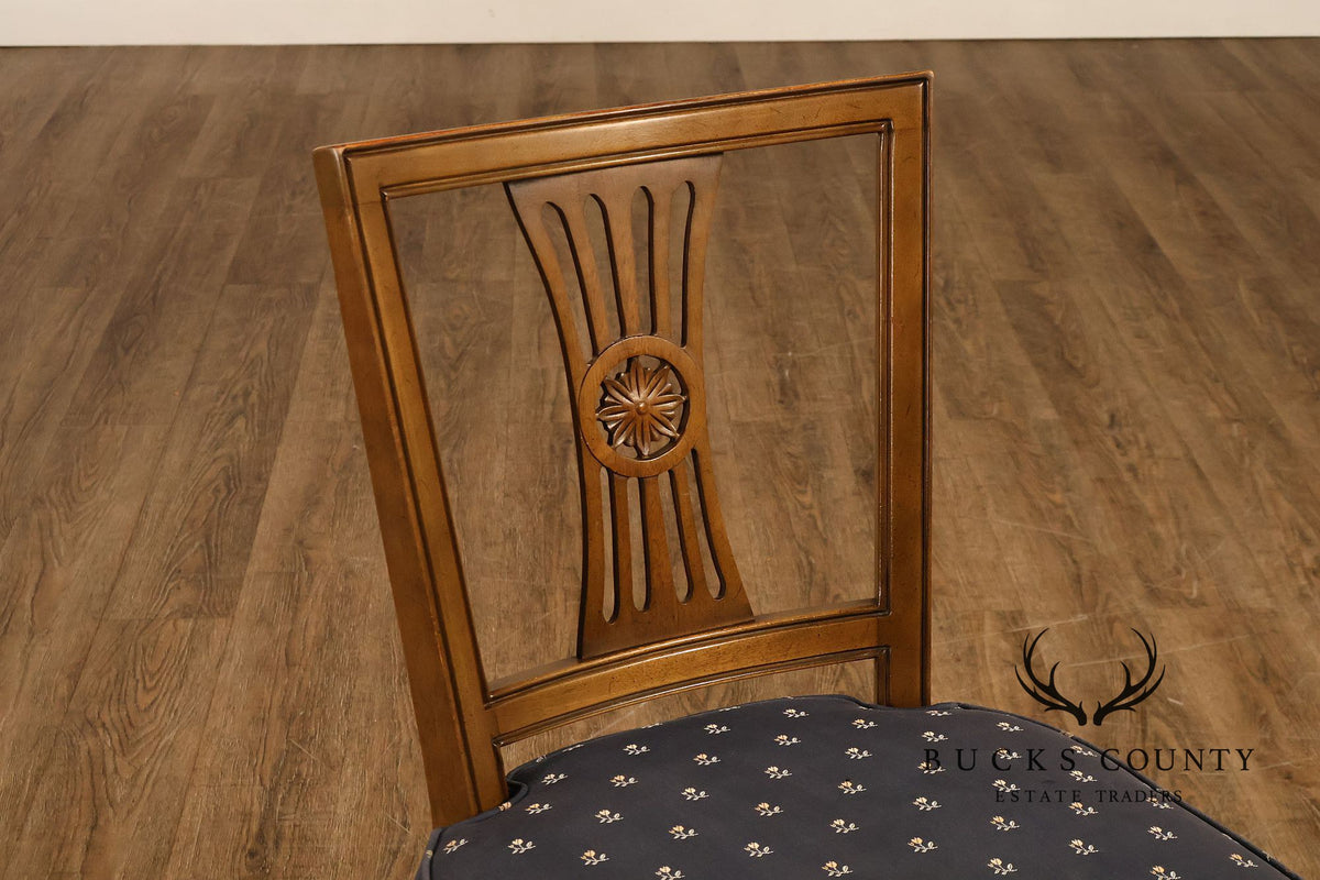Henredon Gustavian Style Walnut Set Of 6 Dining Chairs With Rosette Backs