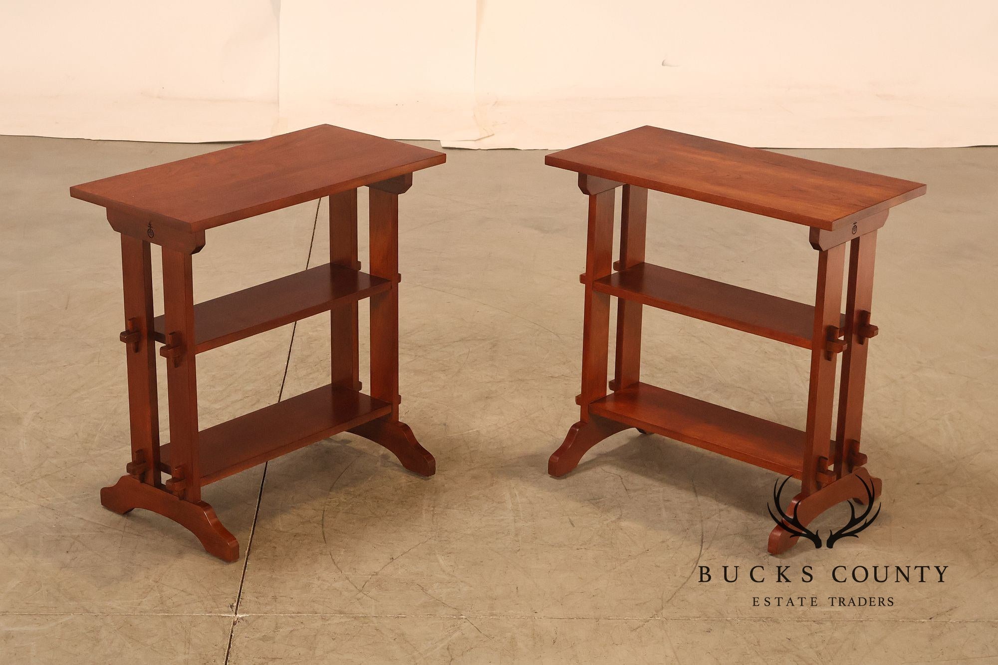 Stickley Mission Collection Pair of Cherry Roycroft Little Journeys Tables