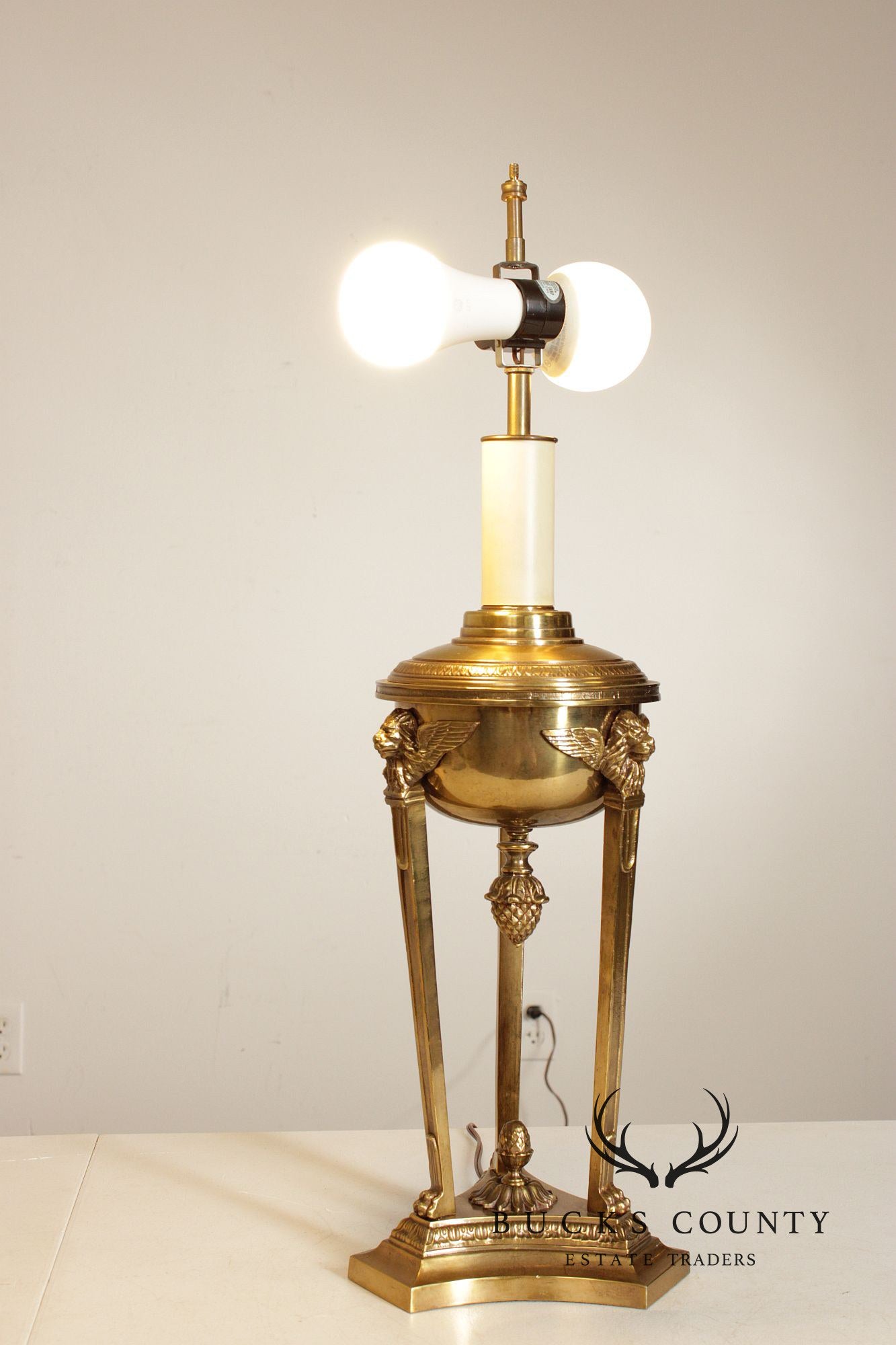 Empire Style Vintage Brass Table Lamp