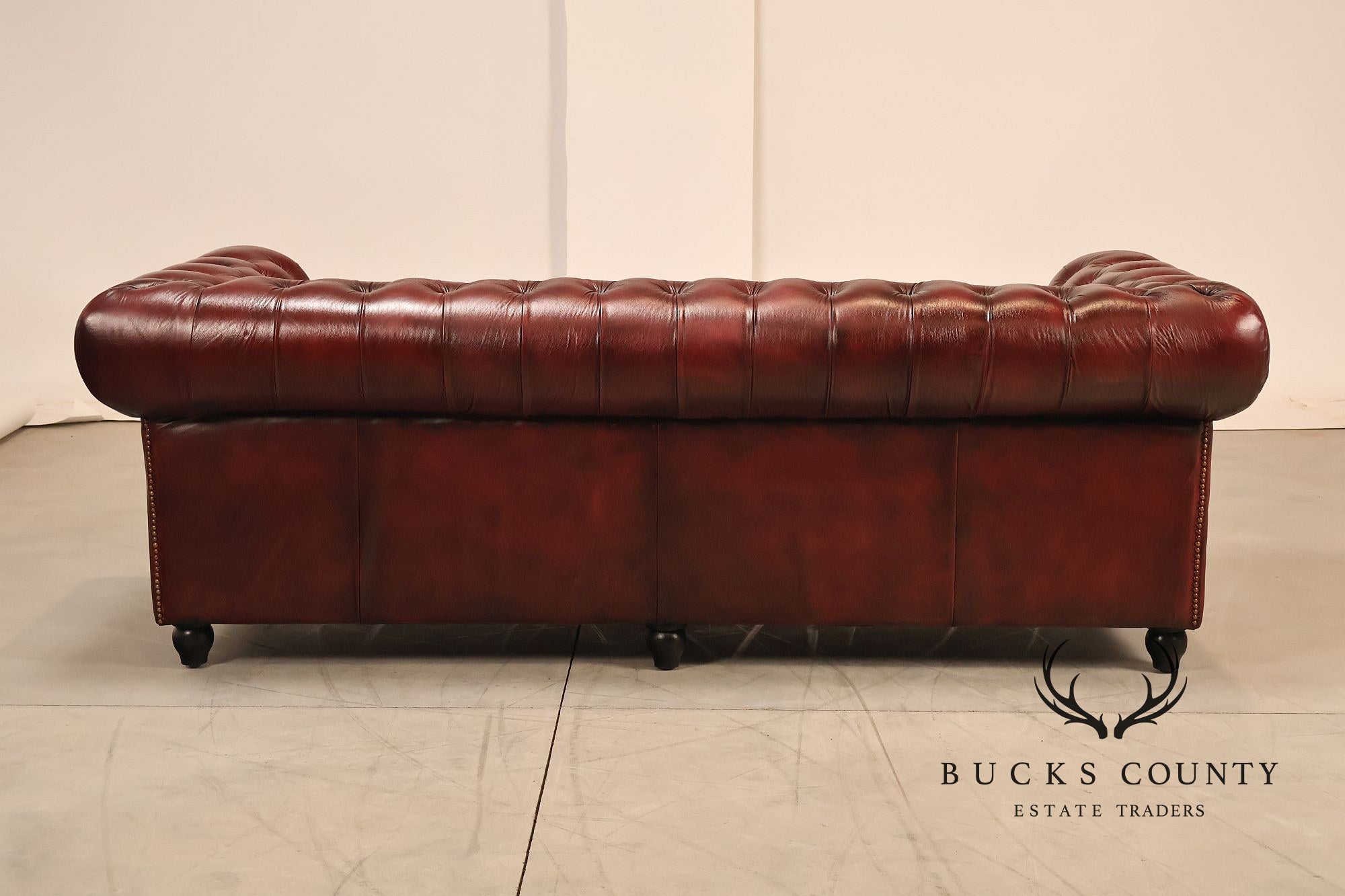 Chesterfield Style 7 Foot Oxford Red Tufted Leather Sofa
