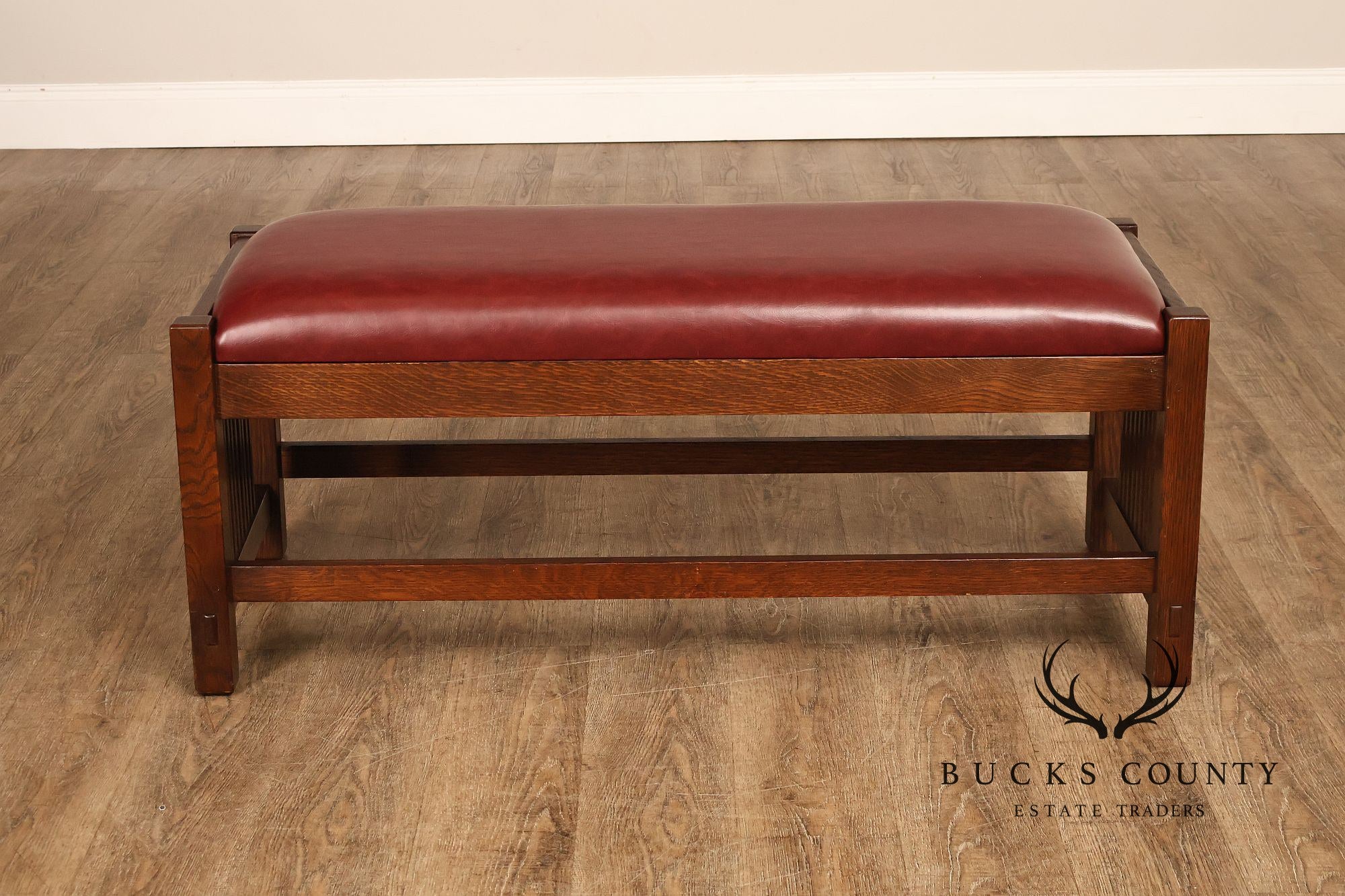 Stickley Mission Collection Oak Upholstered Bench