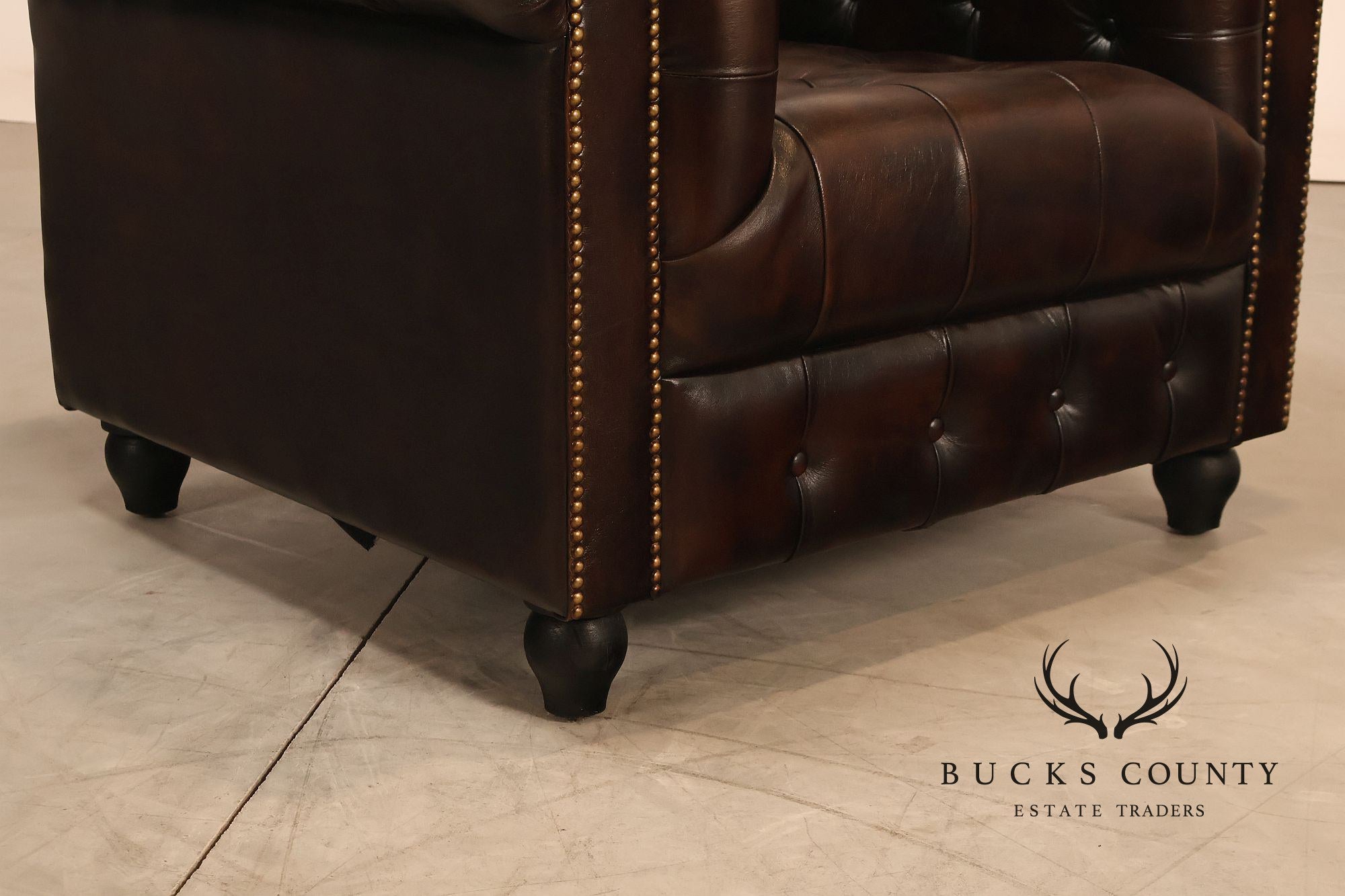 Chesterfield Style Dark Brown Tufted Leather Club Chair