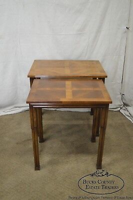 Old Colony Regency Style Yew Wood Nesting Tables