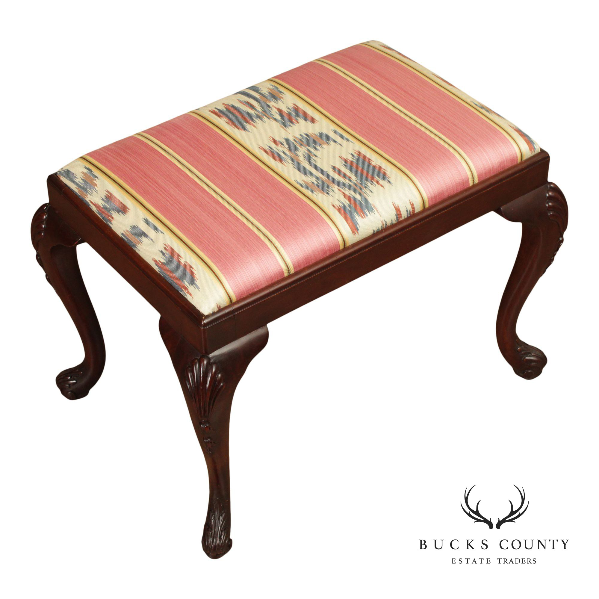 Georgian Style Carved Mahogany Stool