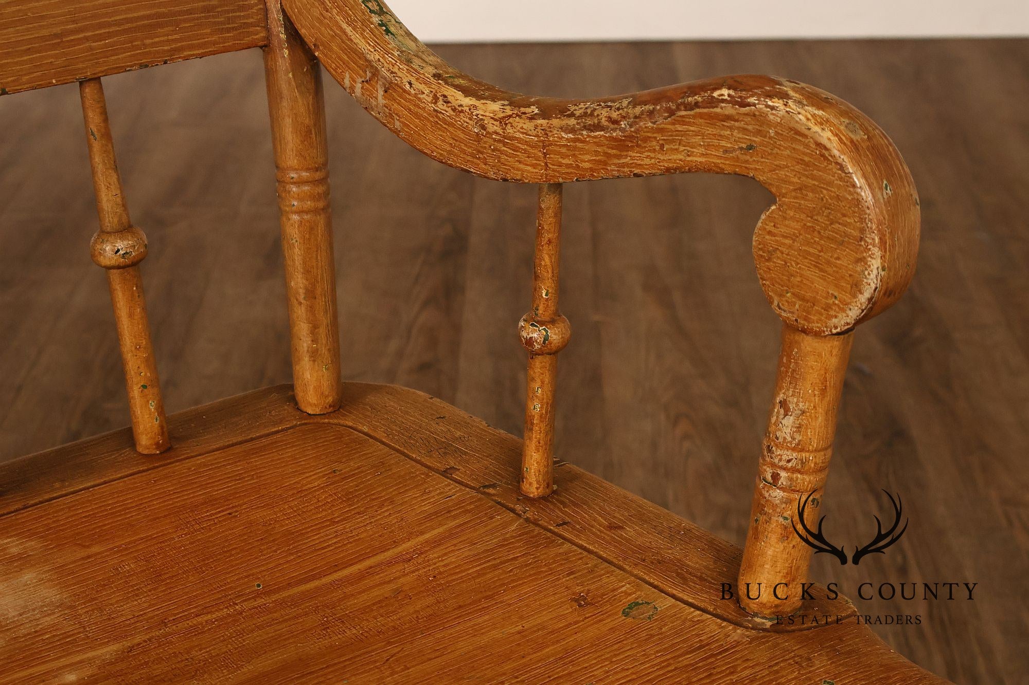 Antique Grain Painted American Deacons Bench