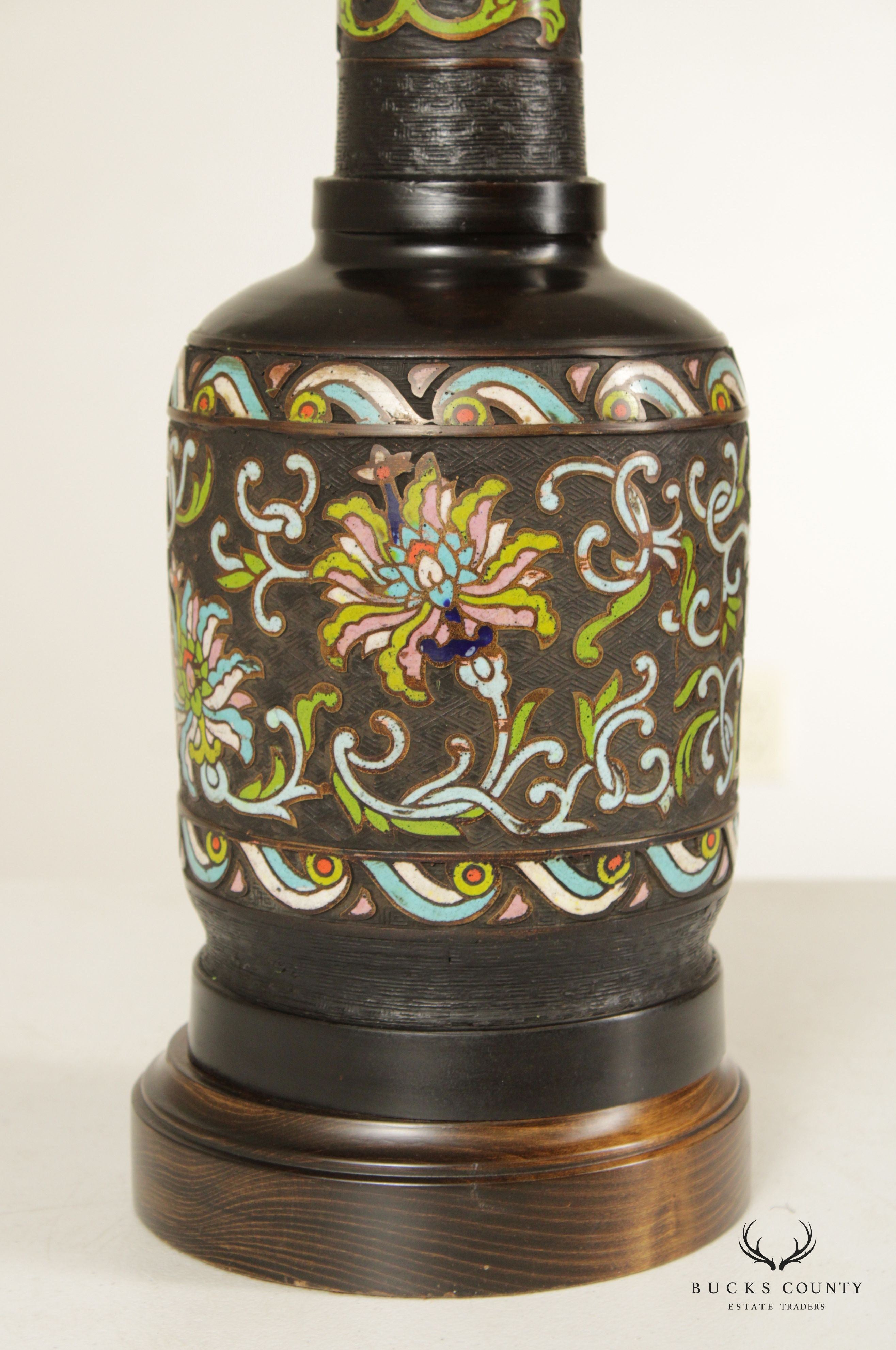 Asian Style Champlevé Enamel Bronze Table Lamp