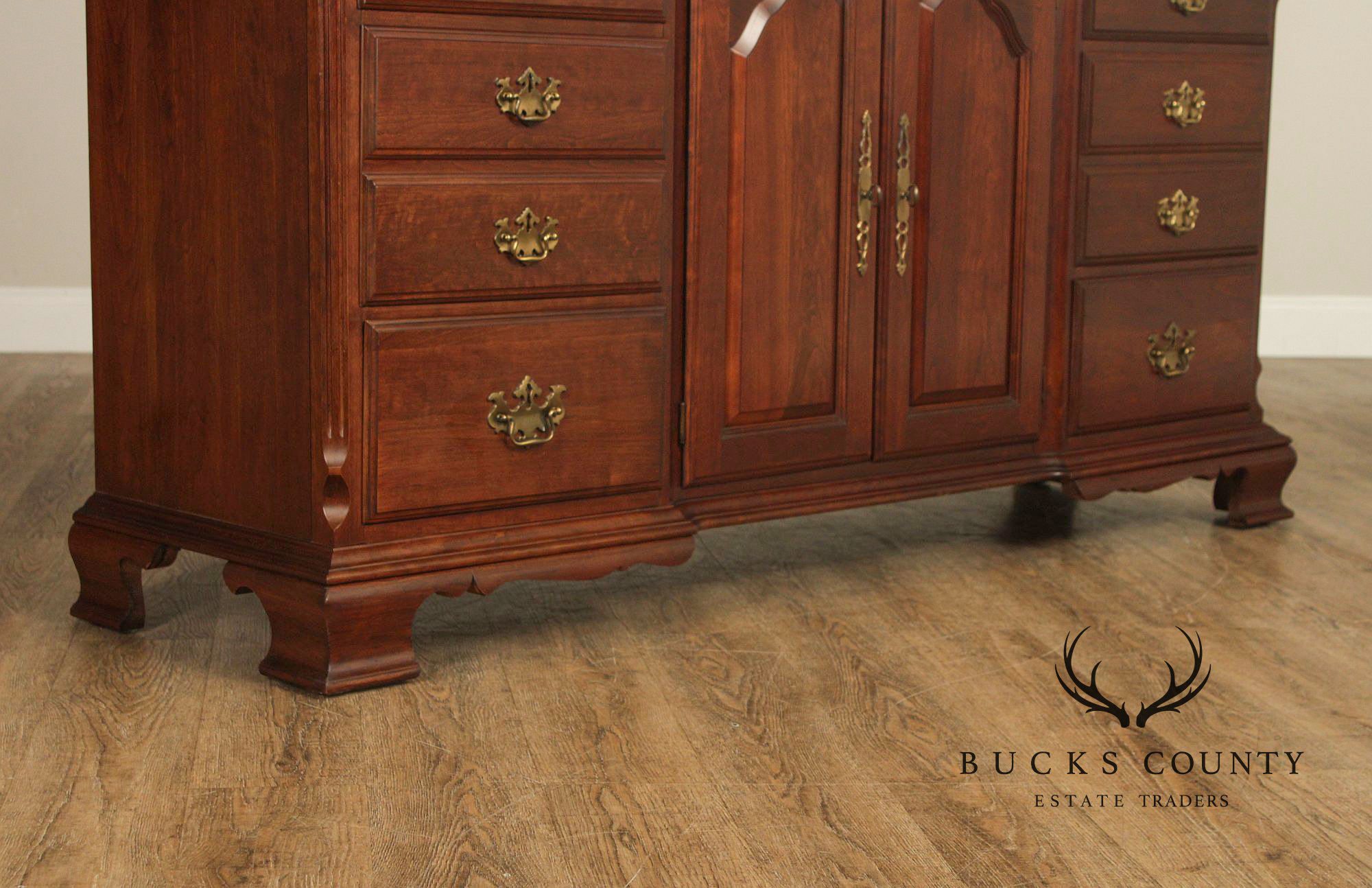 Pennsylvania House Chippendale Style Cherry Long Dresser with Mirror