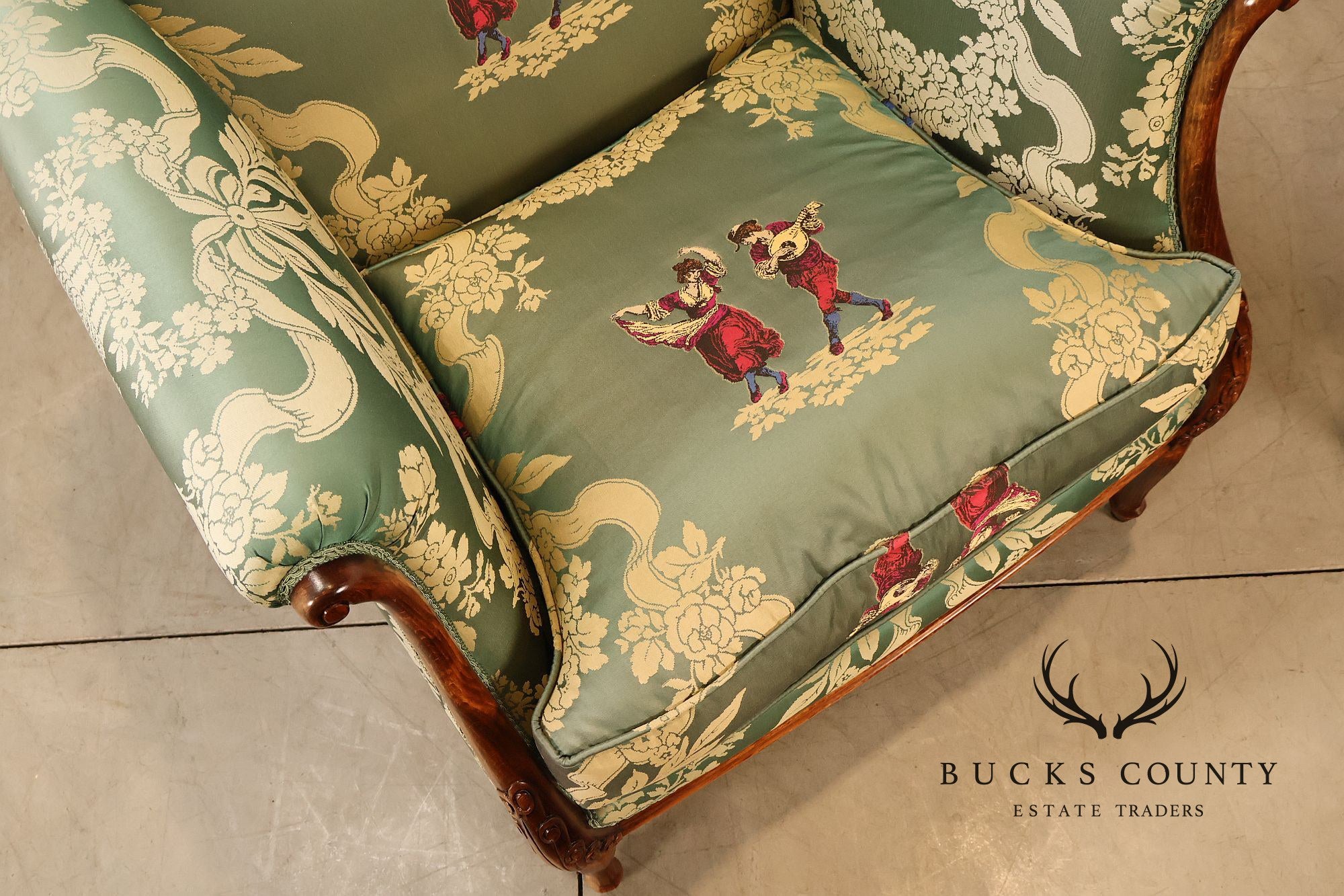 Colombo Mobili Louis XVI Style Pair Of Upholstered Bergeres Armchairs