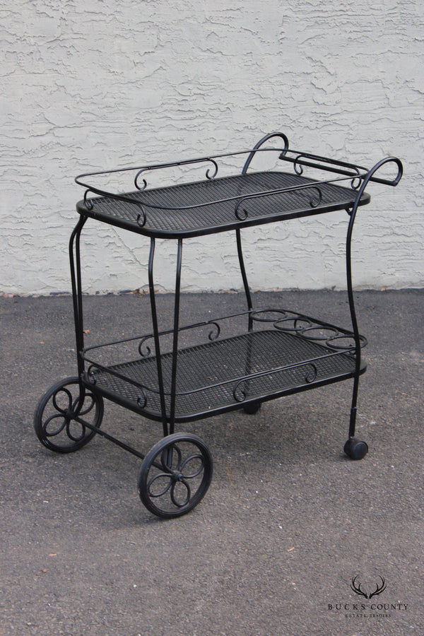 Woodard Vintage Wrought Iron Outdoor Garden Tea or Bar Cart