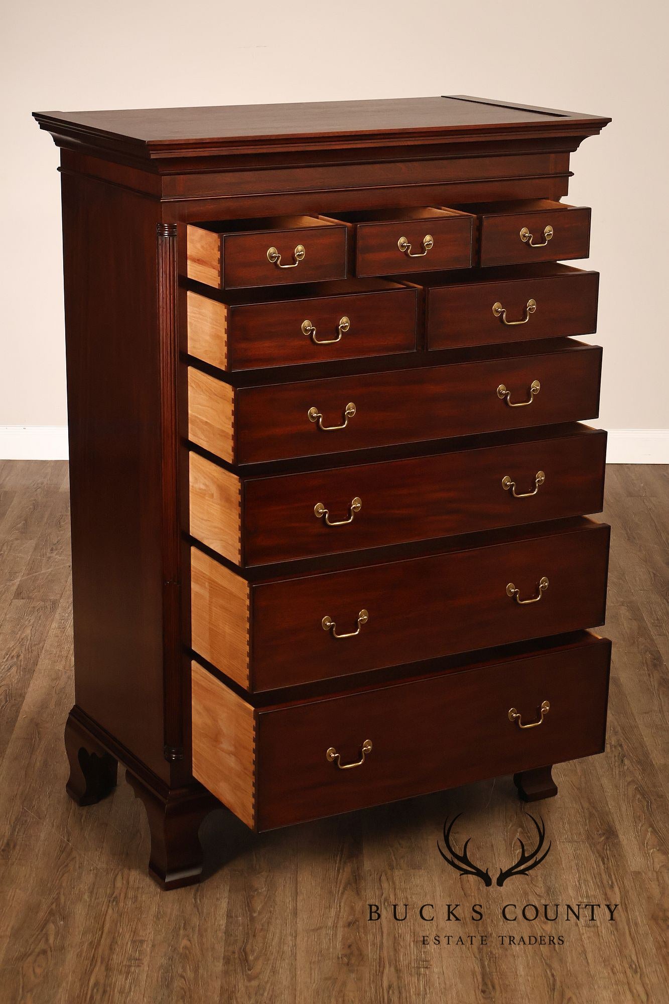 Henkel Harris Chippendale Style Mahogany Tall Chest