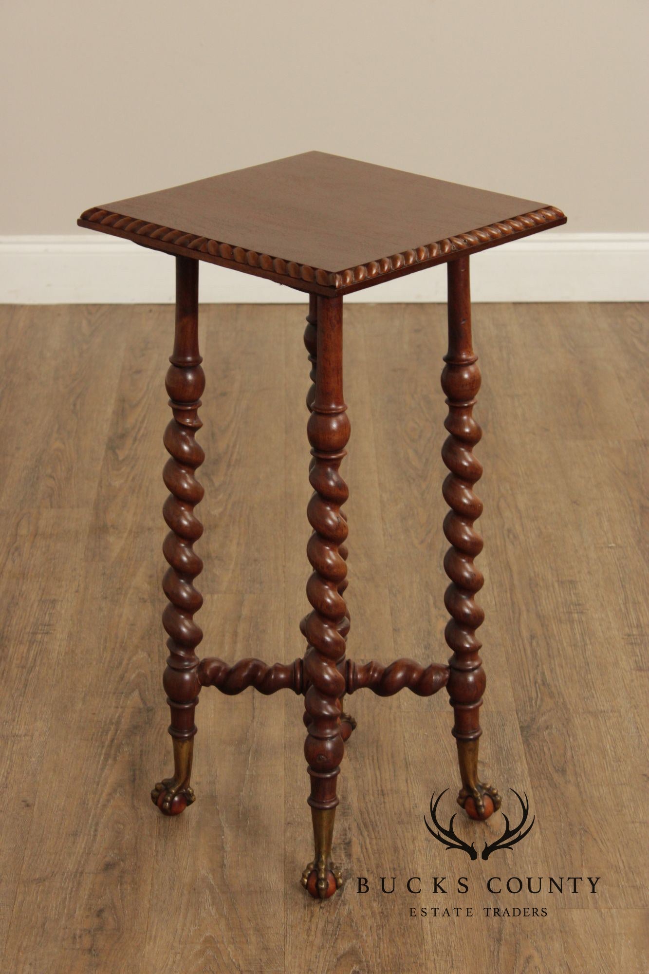 Antique Victorian Barley Twist Mahogany Side Table