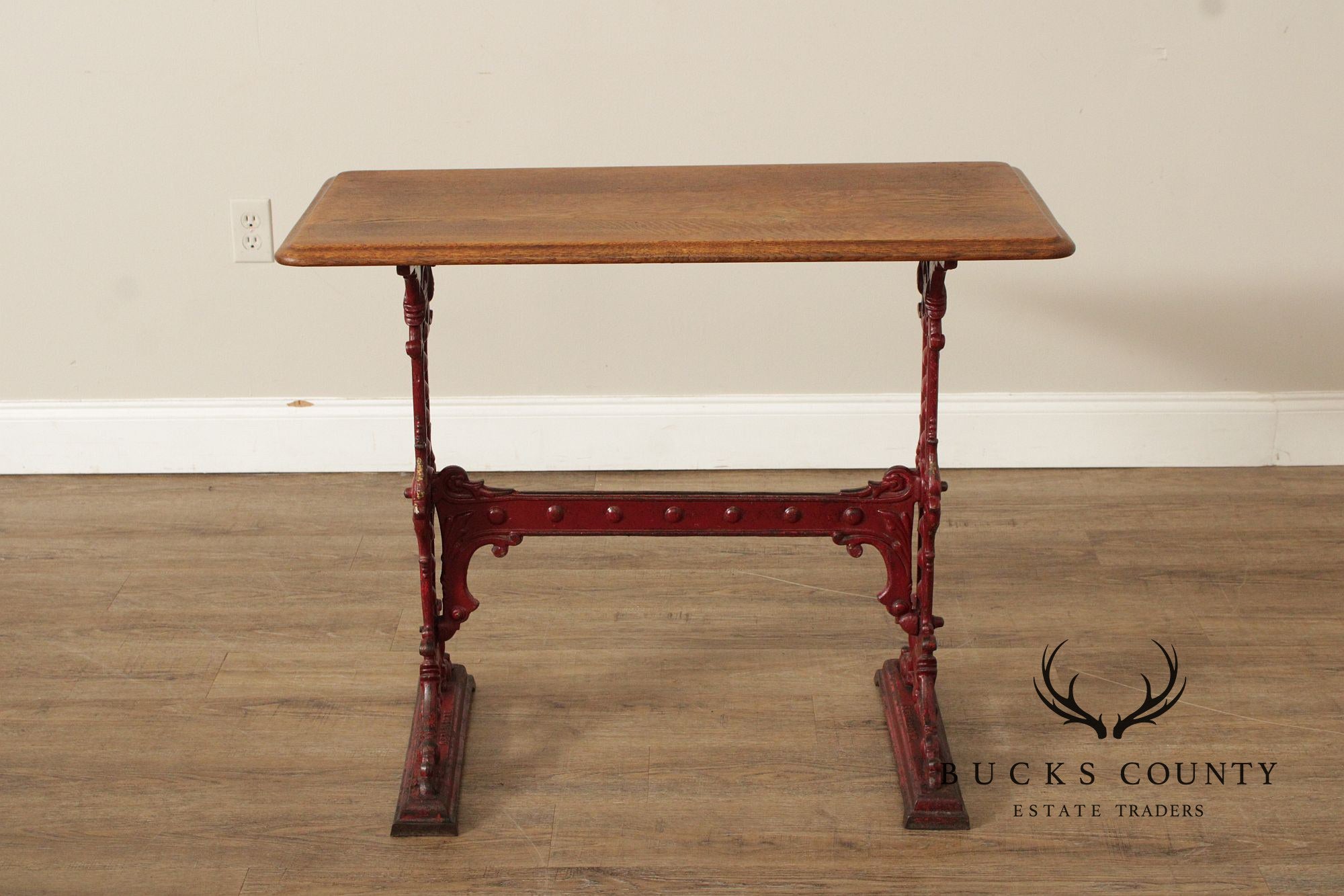 Antique Gaskell & Chambers Oak and Cast Iron Pub Table