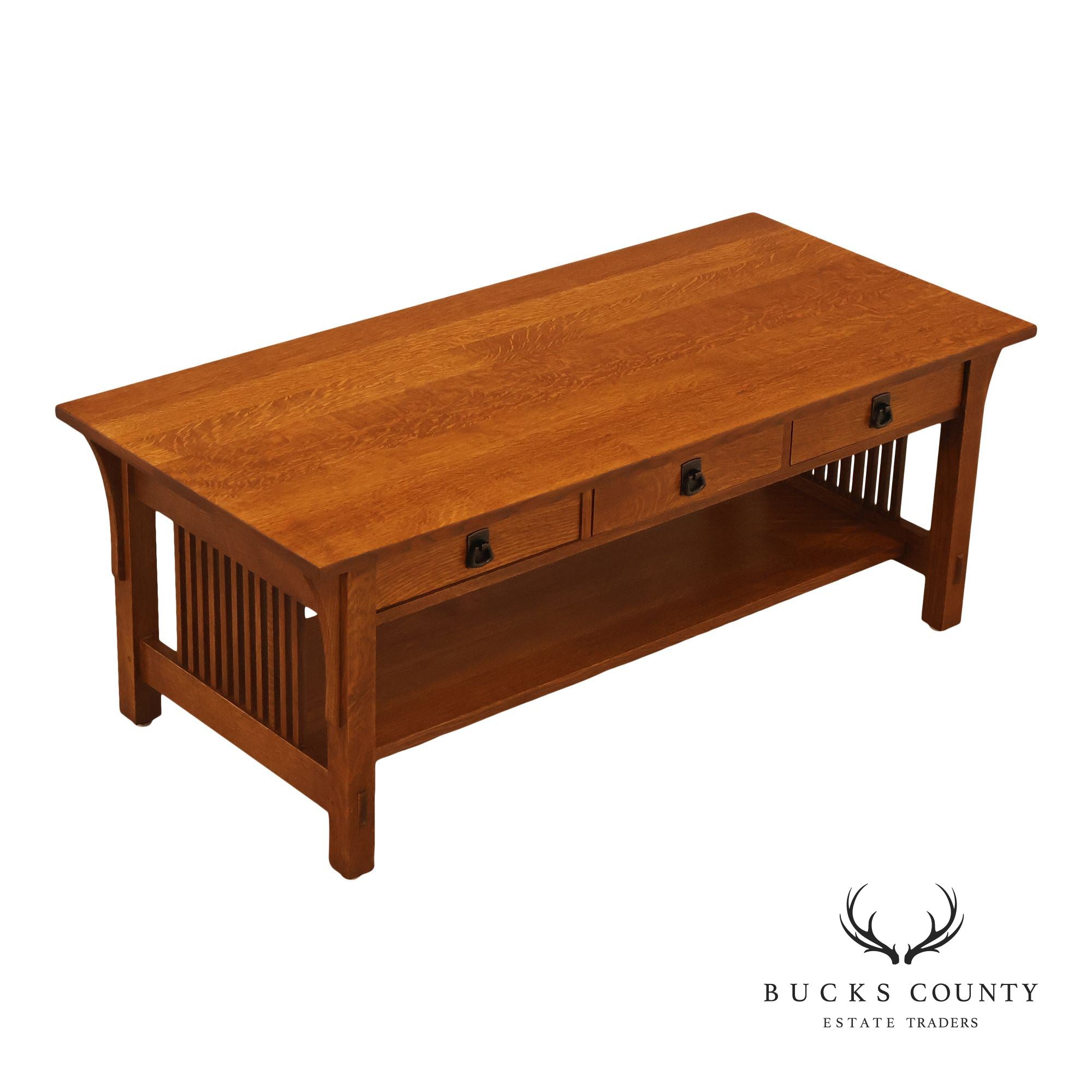 Stickley Mission Collection Oak Coffee Table With Drawers