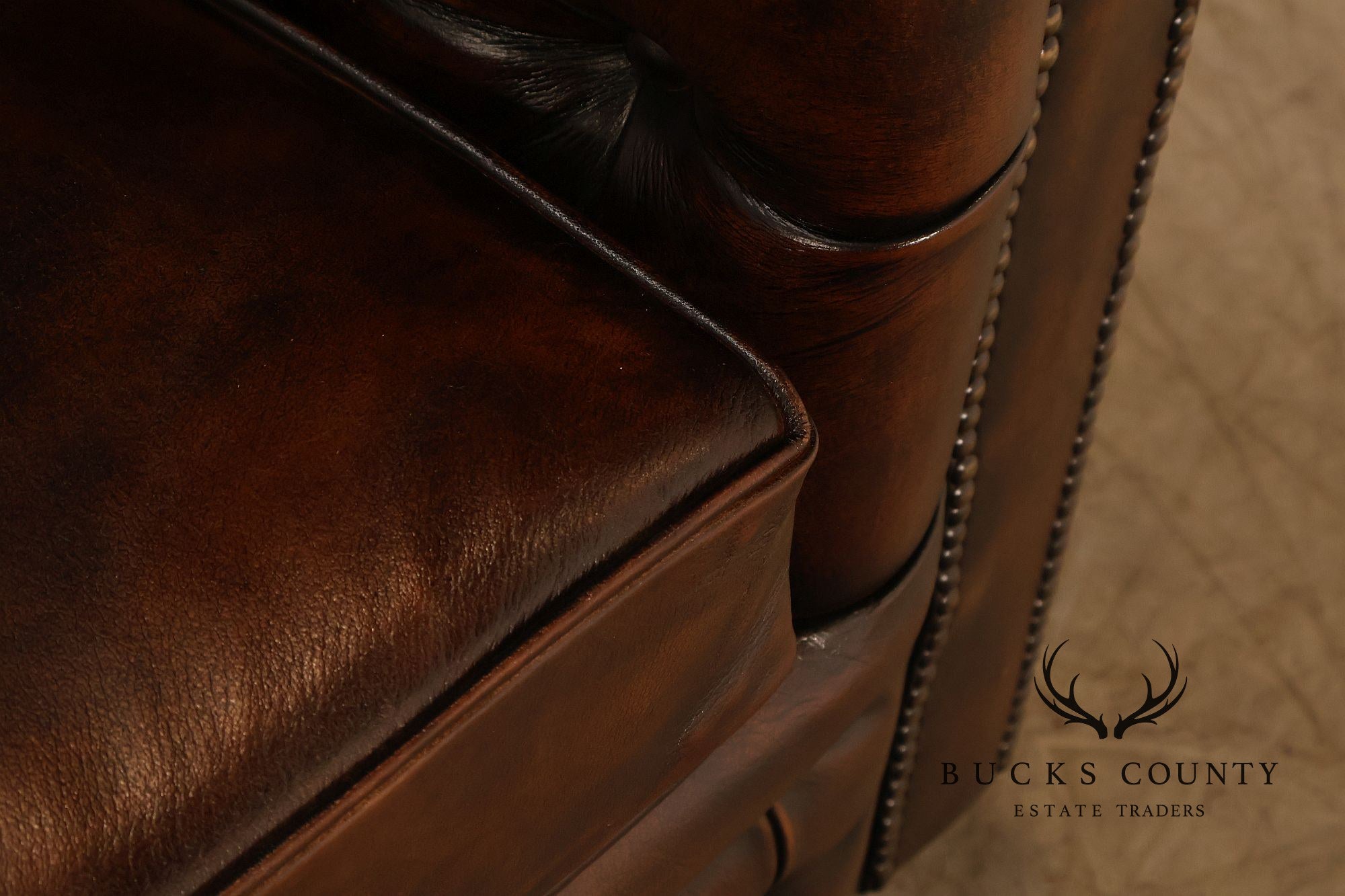 Chesterfield Style Tufted Brown Leather Sofa