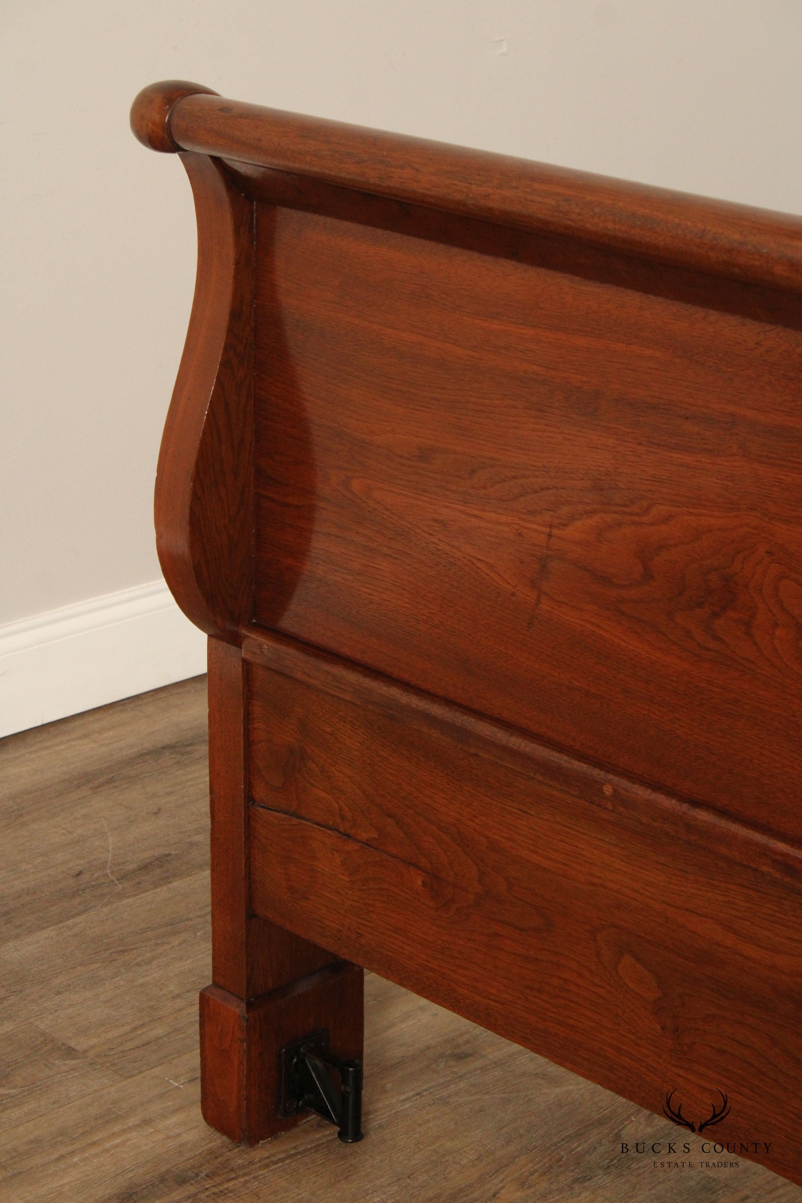 Antique Empire Full-Size Walnut Sleigh Bed