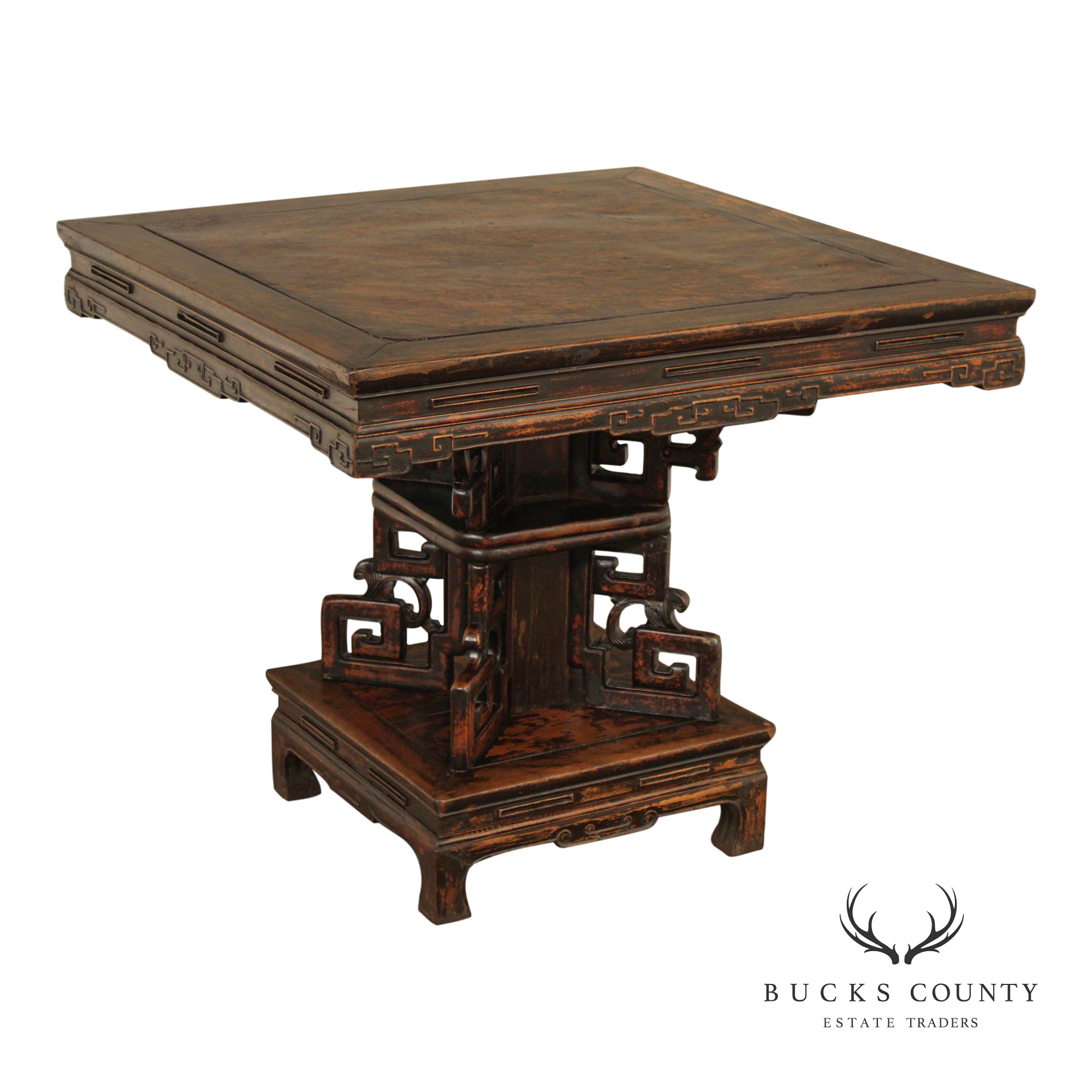 Antique Chinese Carved Pedestal Table