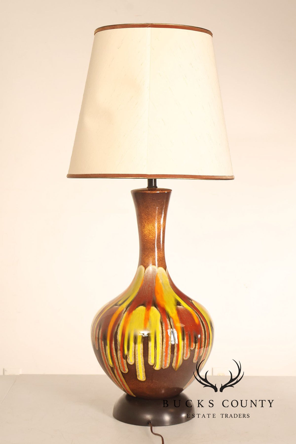 Mid Century Modern Drip-Glaze Ceramic Table Lamp