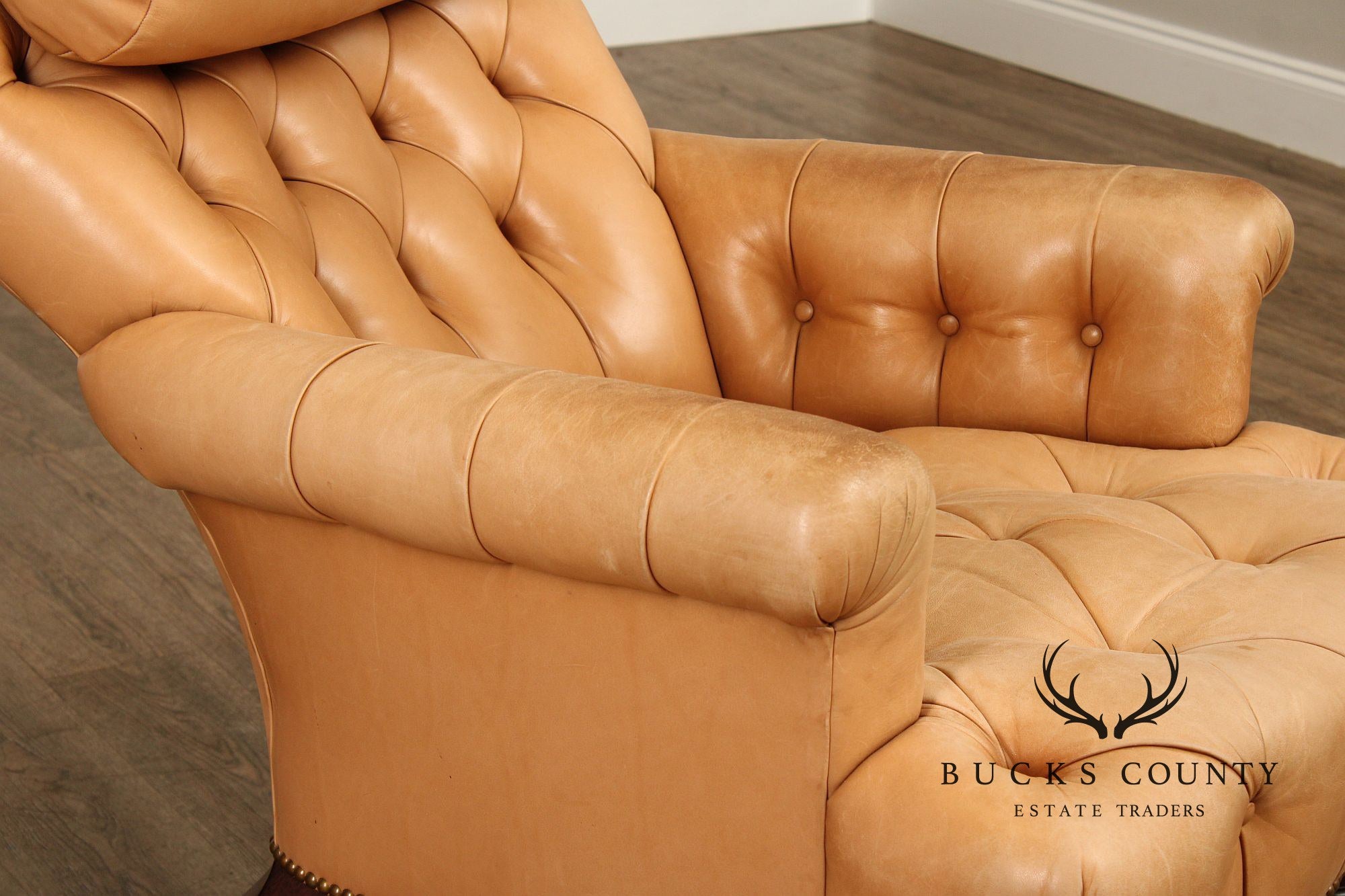 English Regency Style Tufted Leather Lounge Chair