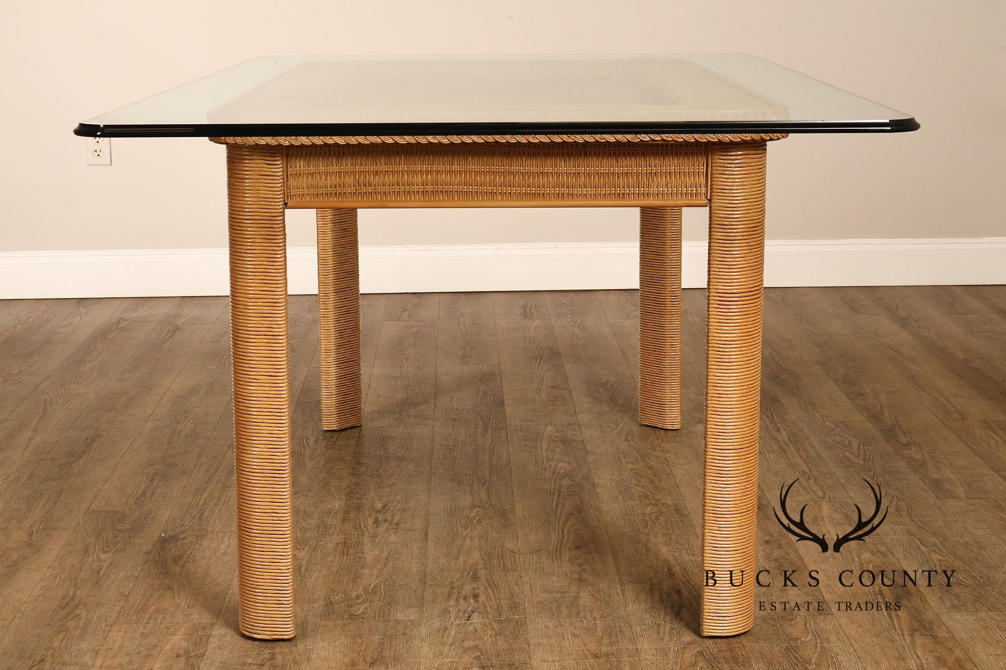 Lexington Henry Link Glass Top Wicker Dining Table