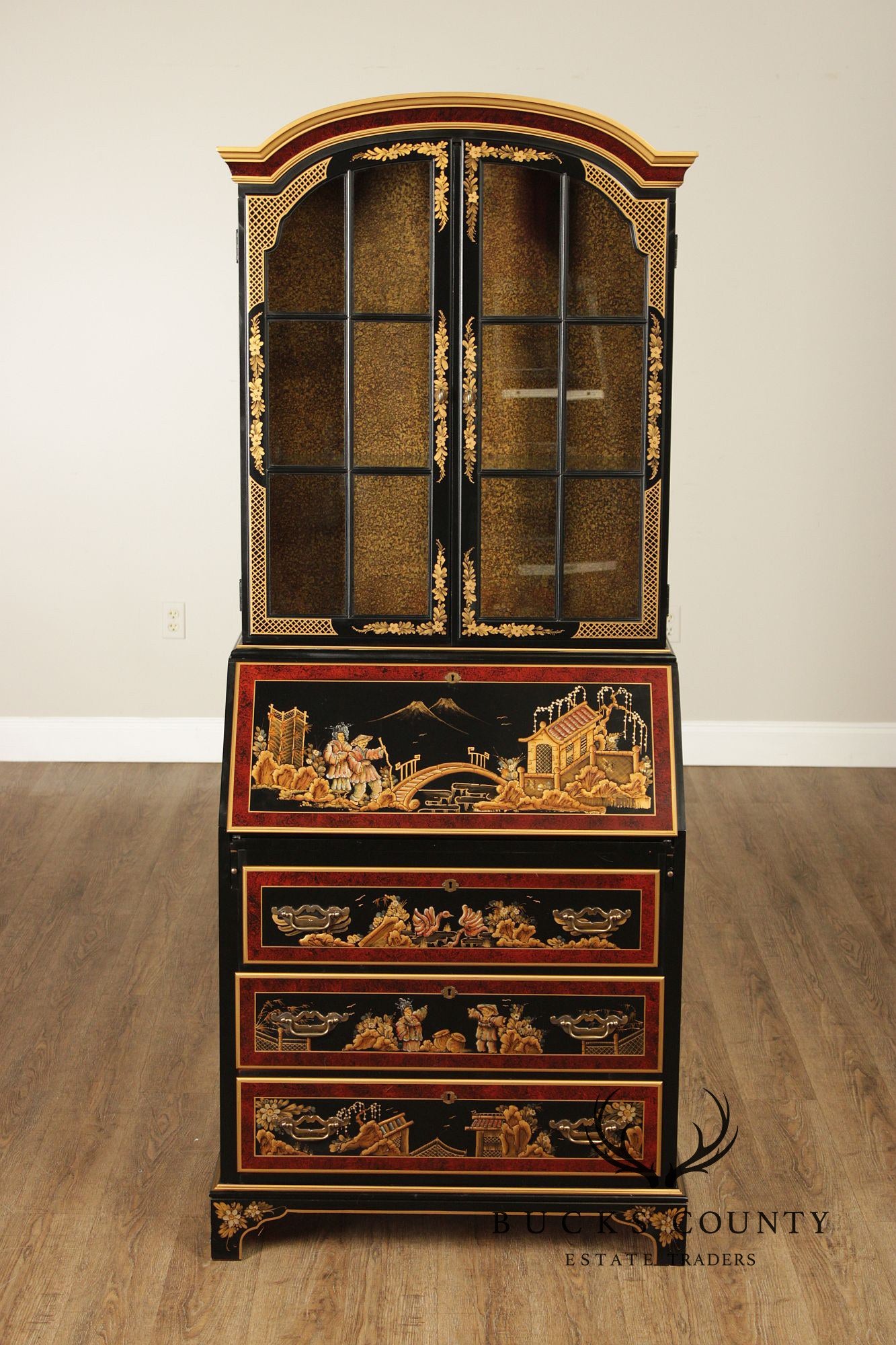 Maddox Colonial Hand Painted Chinoiserie Secretary Desk