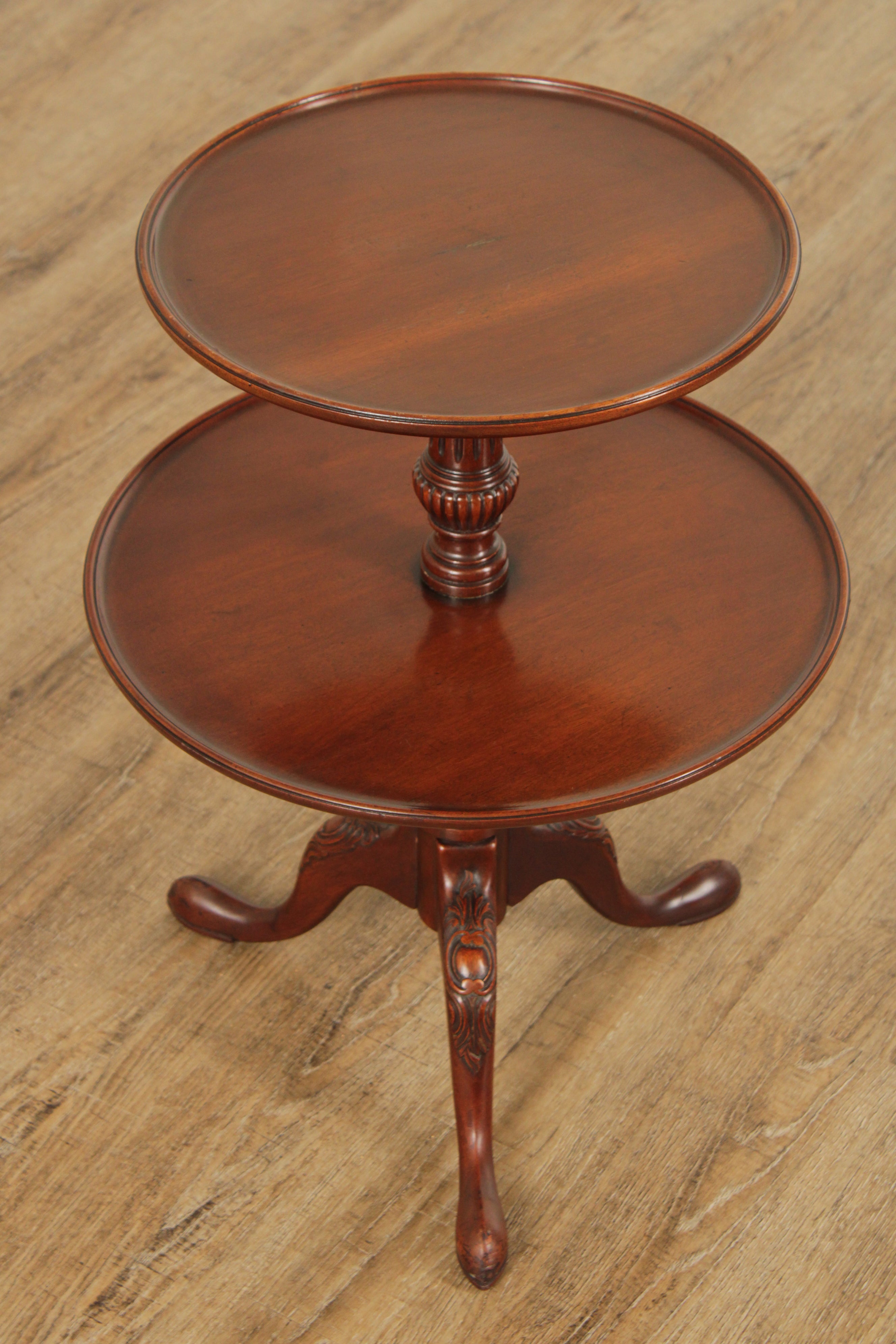 Georgian Style 1940's Mahogany Round Two Tier Dumbwaiter