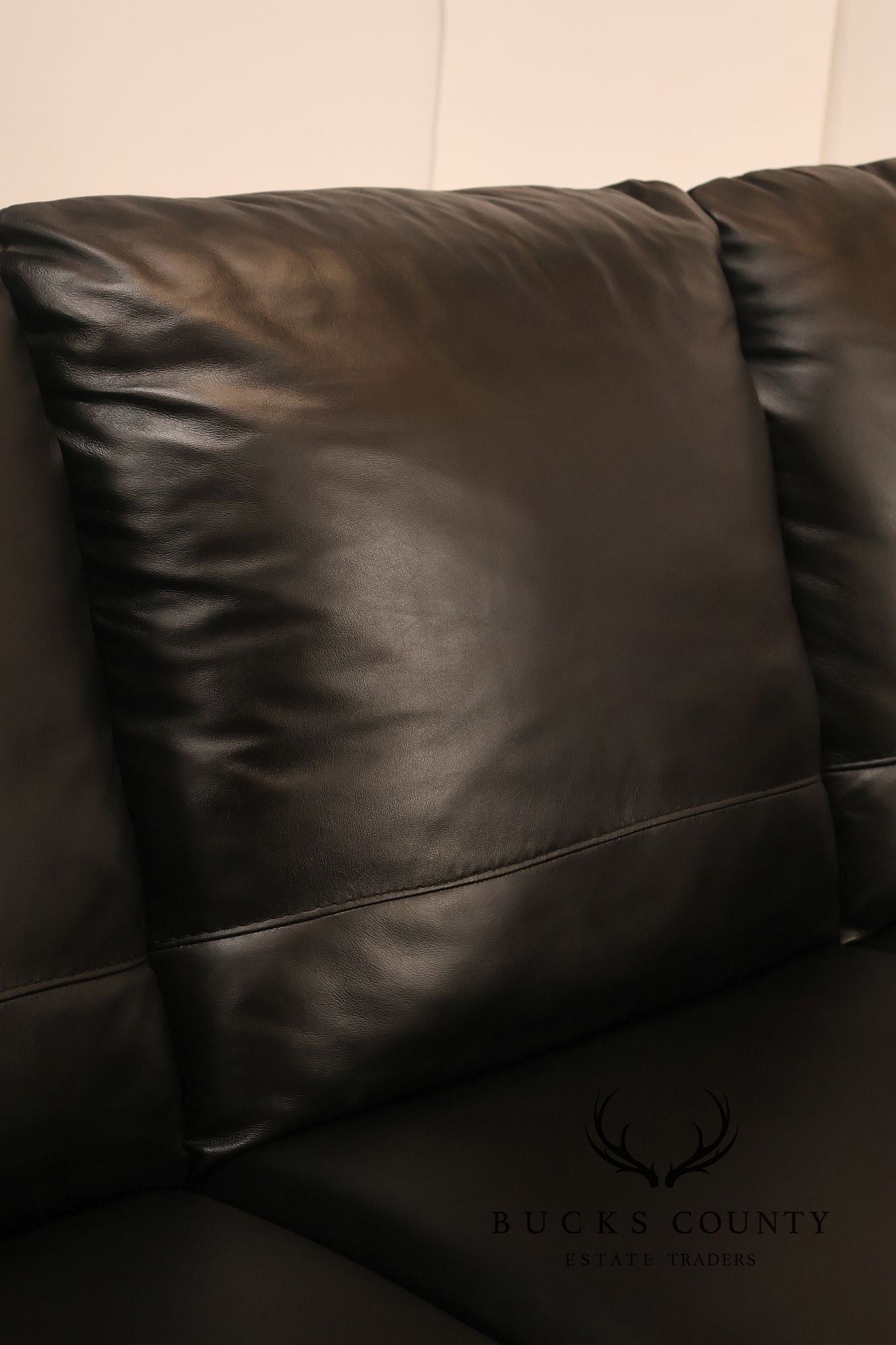 Italsofa Pair of Black Leather Sofas