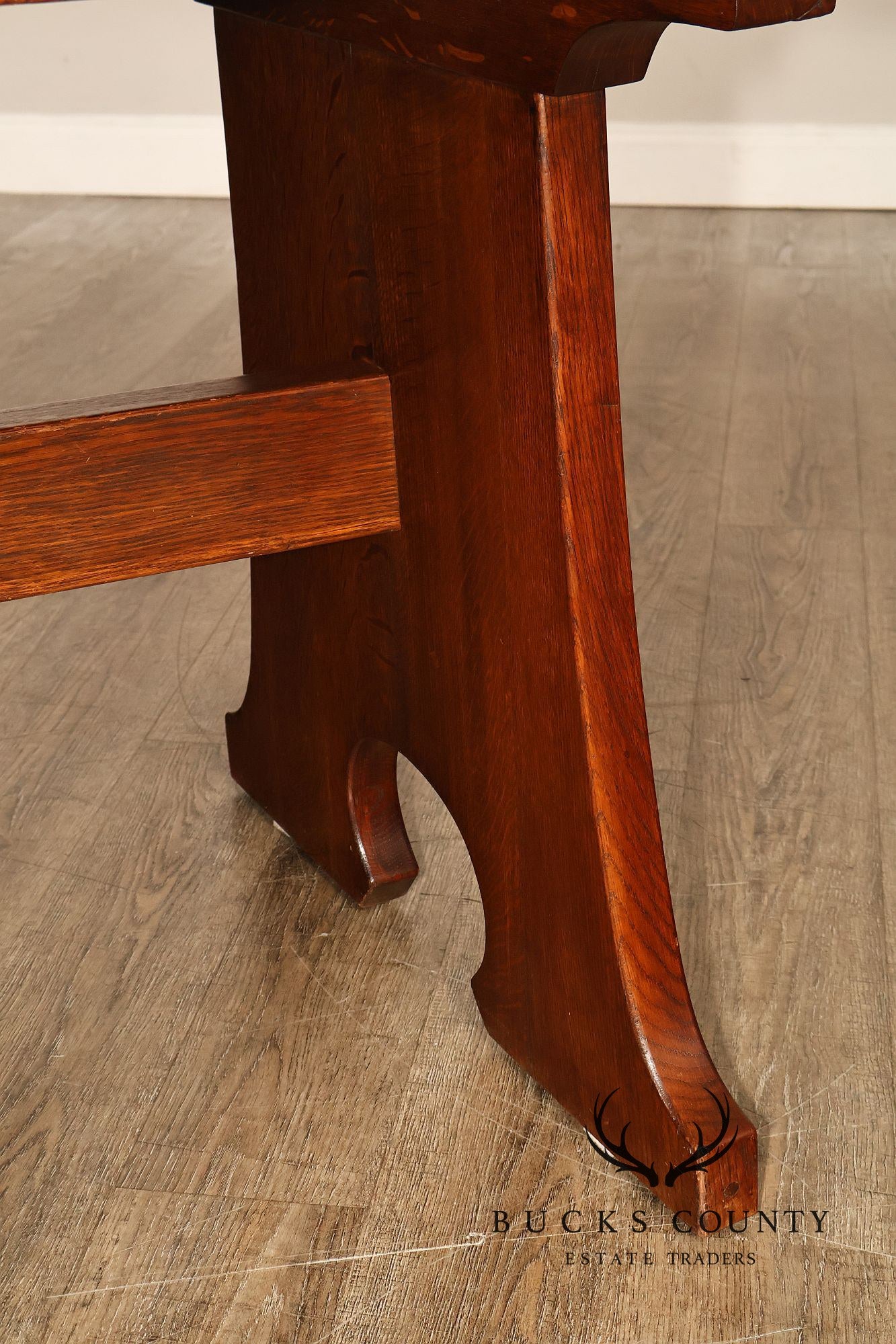 Antique  L & JG Stickley Trestle Table Mousehole