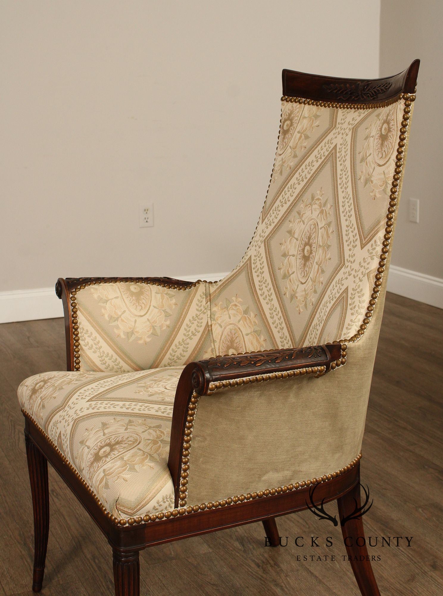 Grosfeld House Regency Style Pair of Mahogany Fireside Chairs