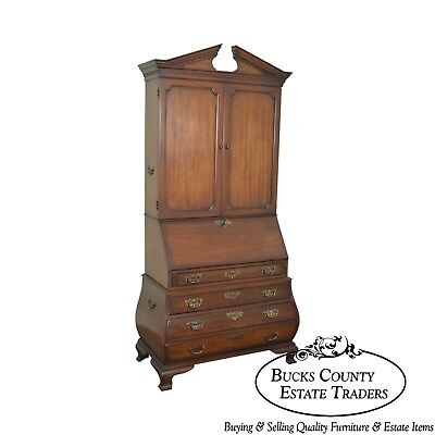 Drexel Wallace Nutting Collection Mahogany Bombe Kettle Base Secretary Desk